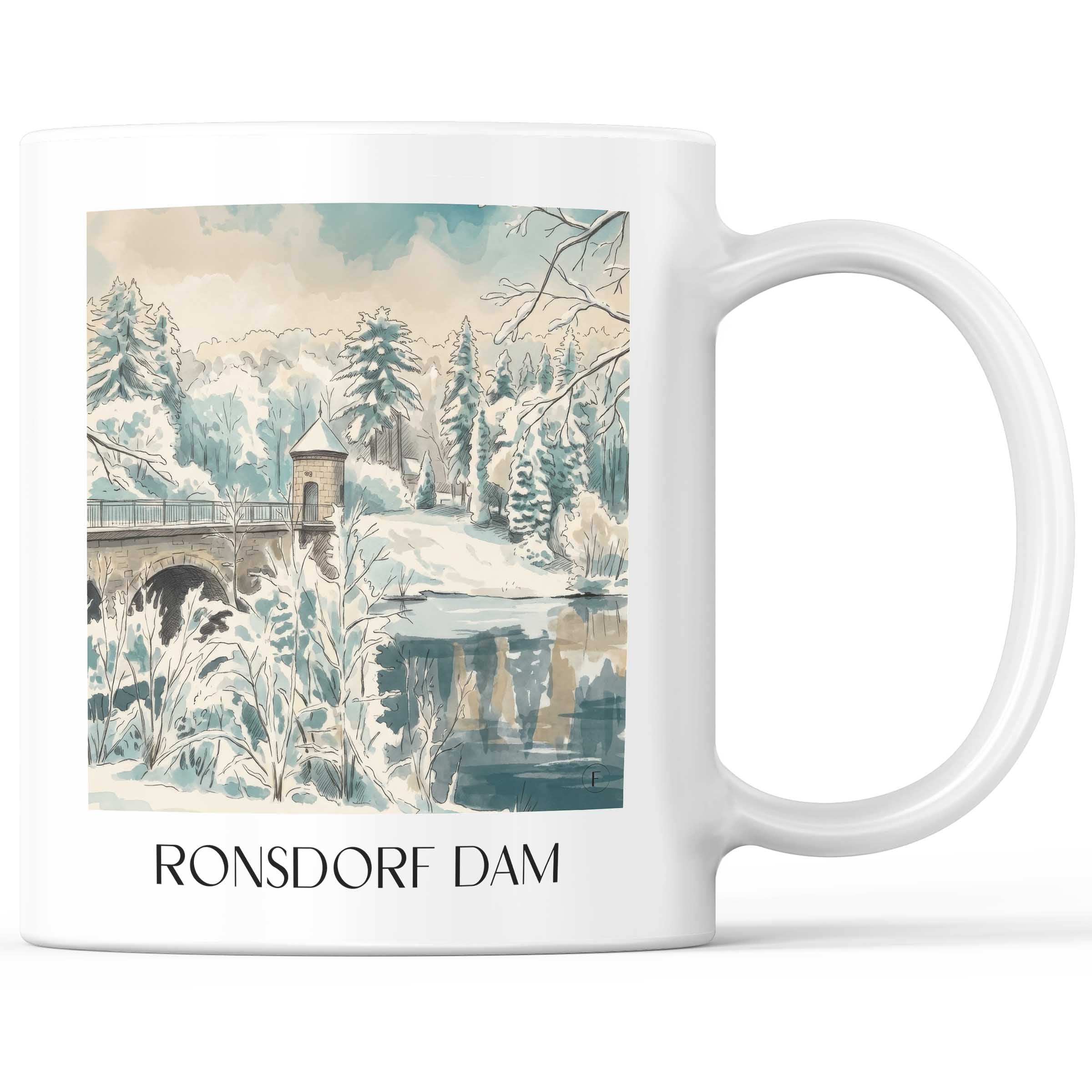 Ronsdorfer Talsperre Kaffeebecher - Wuppertal - Deutschland Becher - Kaffeetasse im Aquarell Stil - favplace