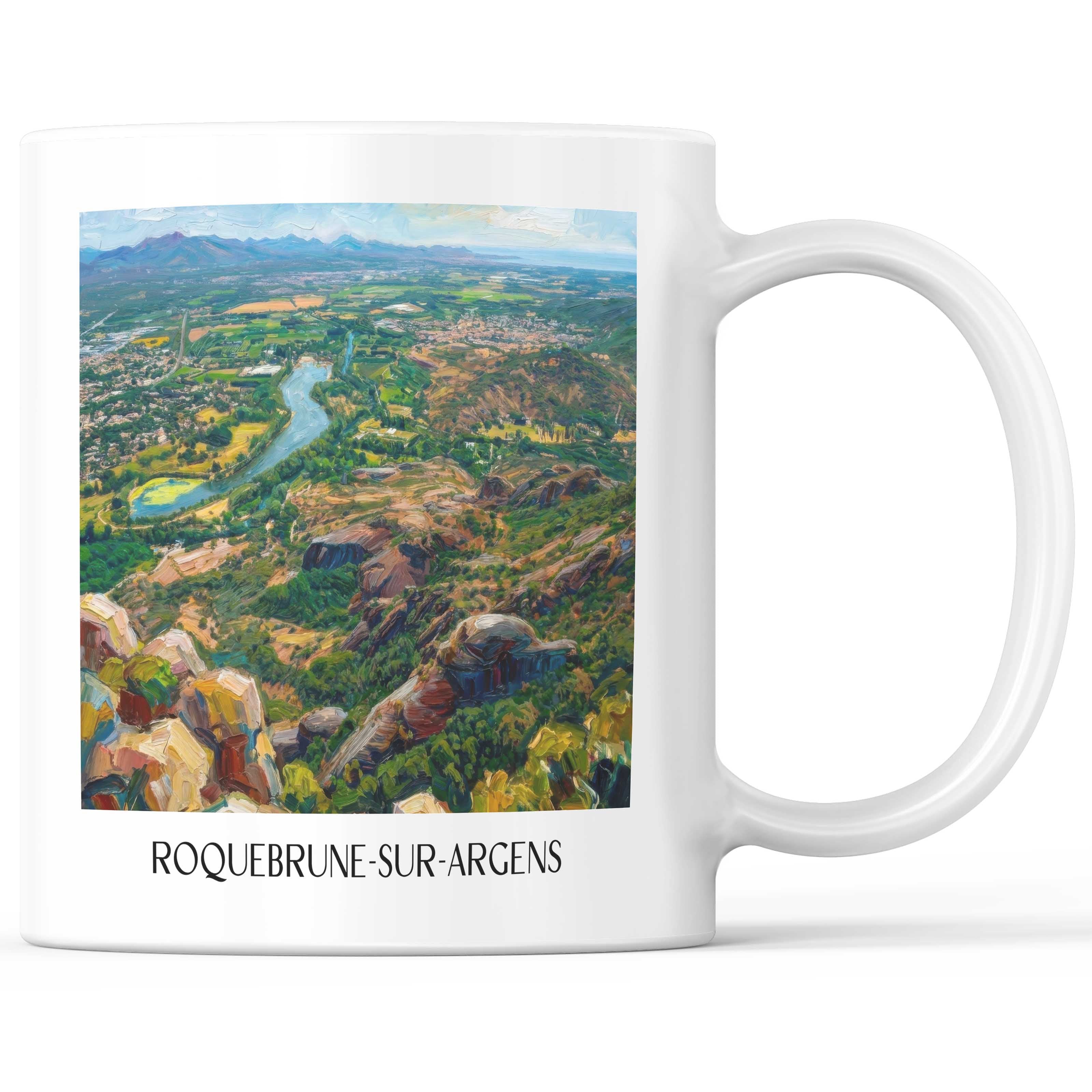 Roquebrune-sur-Argens Kaffeebecher - Côte d´Azur - Frankreich Becher - Kaffeetasse im Ölgemälde Stil - favplace