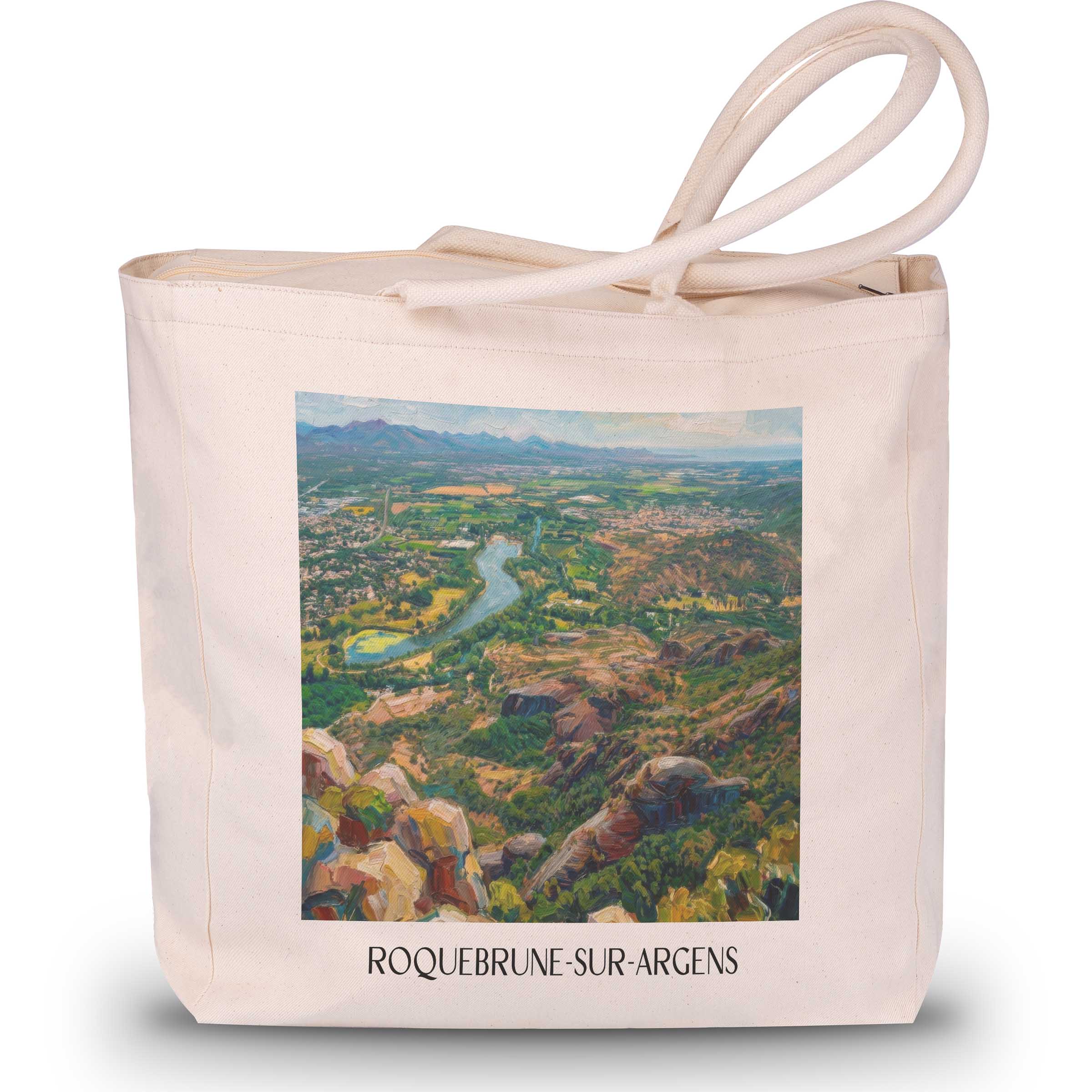 roquebrune-sur-argens-côte-d´azur-frankreich-einkaufstasche-oil-painting-oelgemaelde