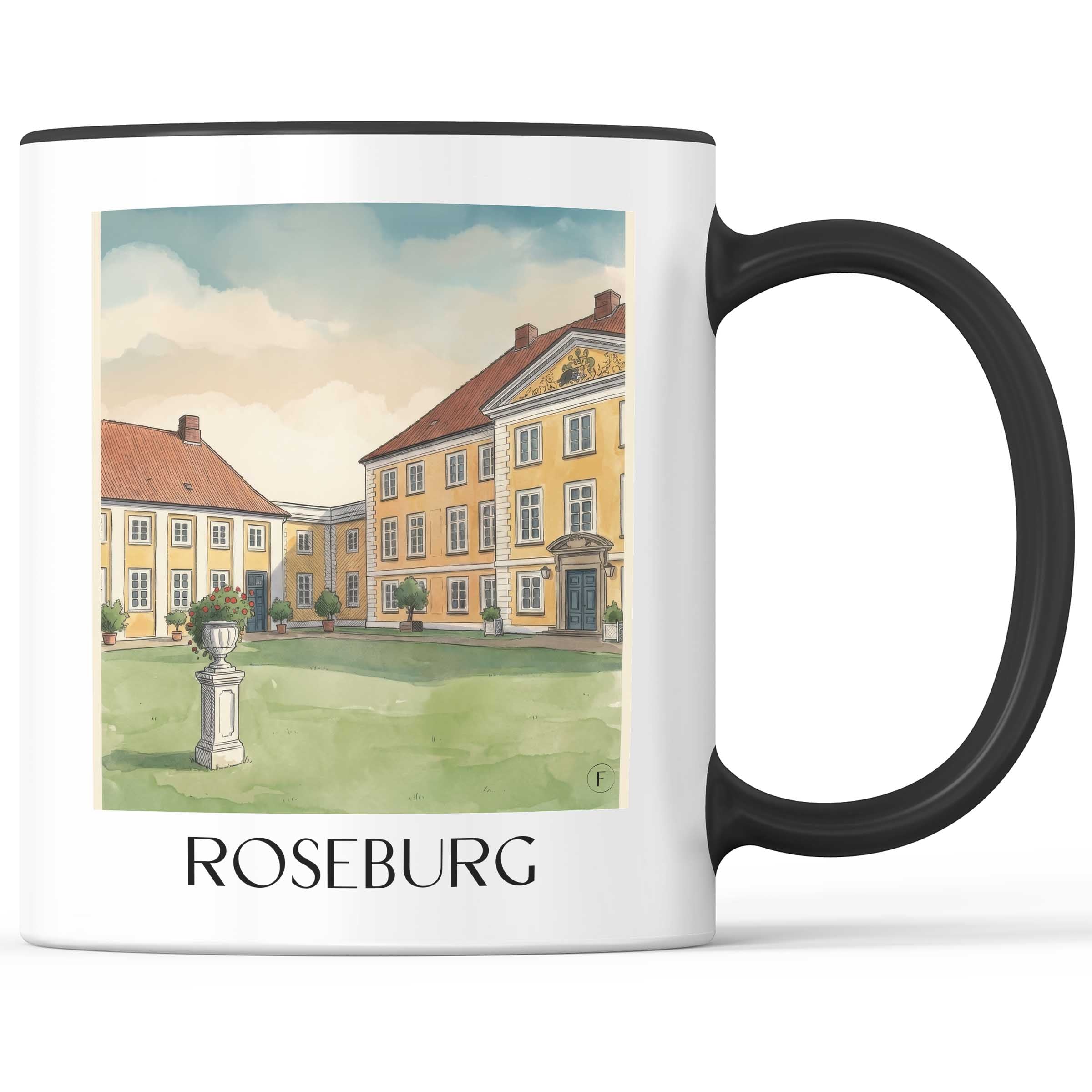 Roseburg Kaffeebecher - Schleswig-Holstein - Deutschland Becher - Kaffeetasse im Aquarell Stil - favplace