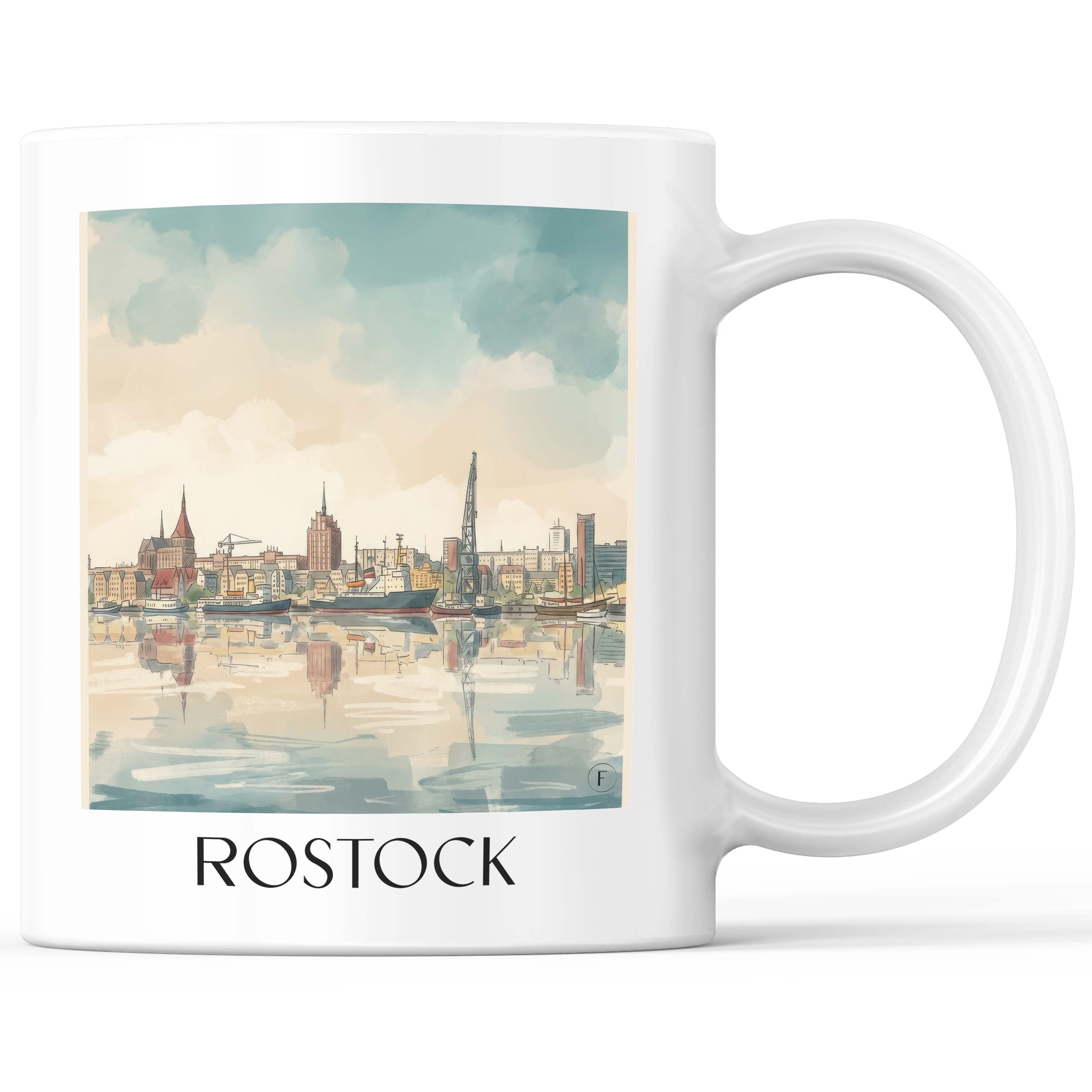 Rostock - Deutschland Becher - Kaffeetasse im Aquarell Stil - favplace