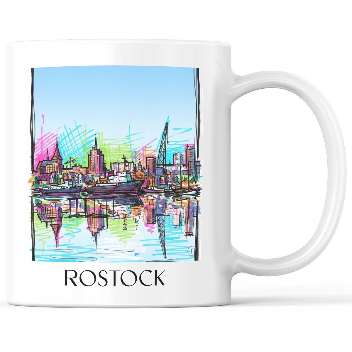 Rostock - Deutschland Becher - Kaffeetasse im Tag Graffiti Stil - favplace