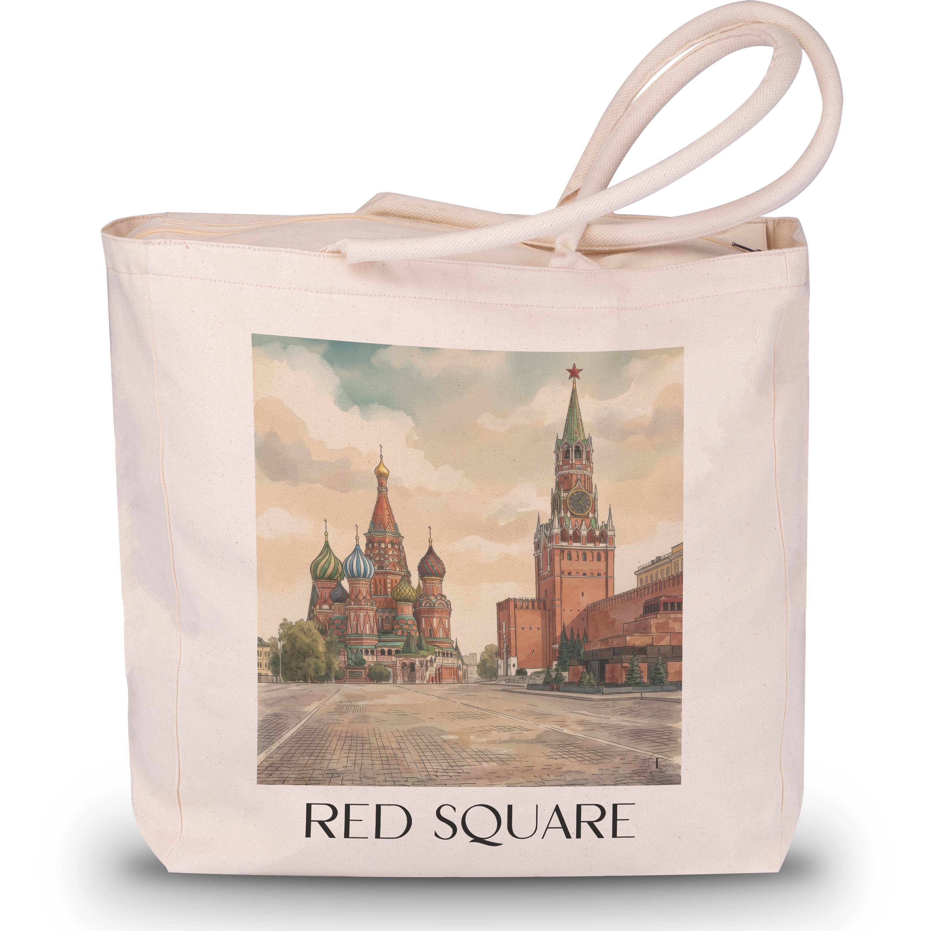 Roter Platz, Kremel - Russland Tote Bag - Einkaufstasche im Aquarell Stil - favplace