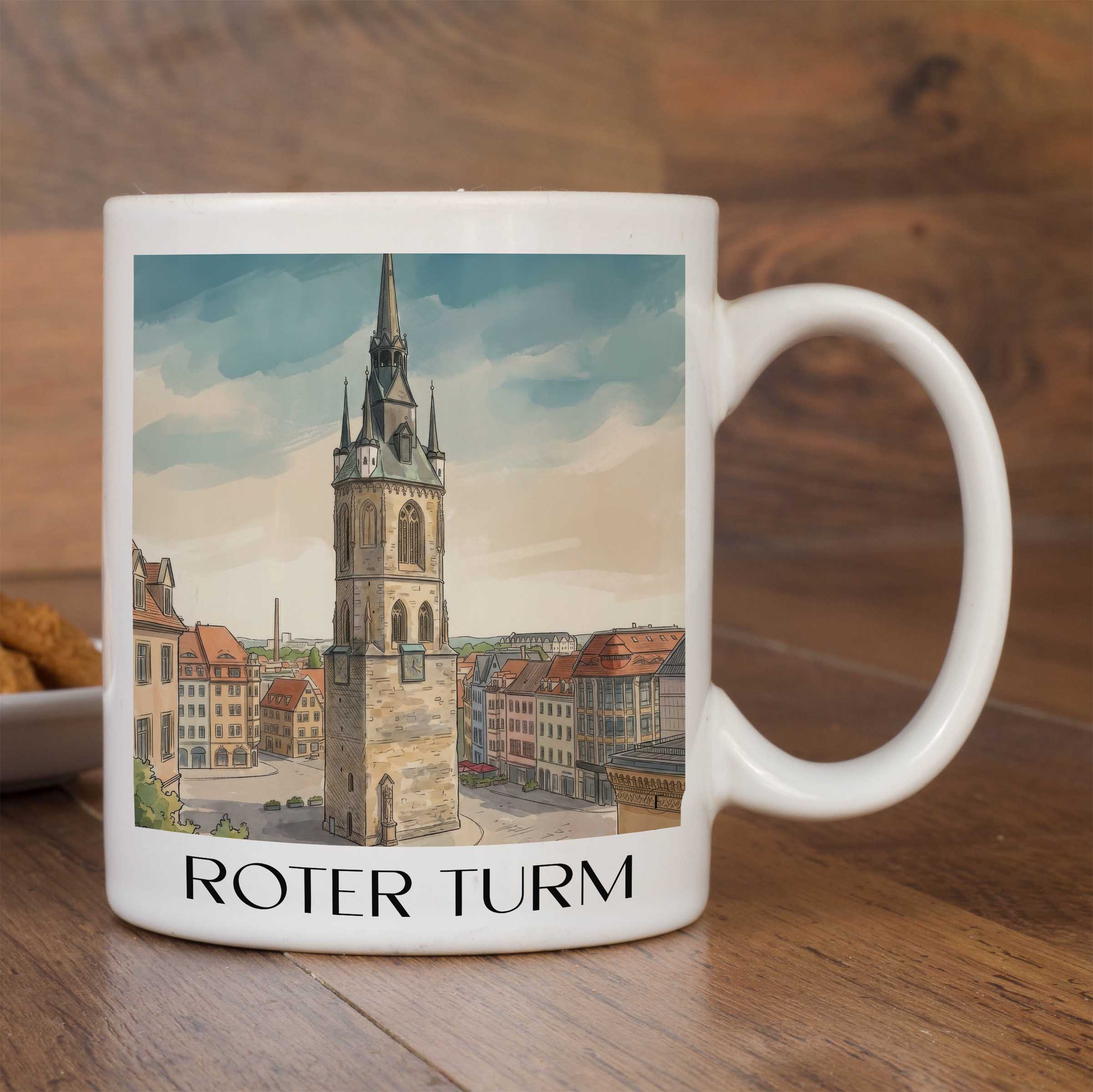 roter-turm-halle-deutschland-kaffeebecher-aquarell