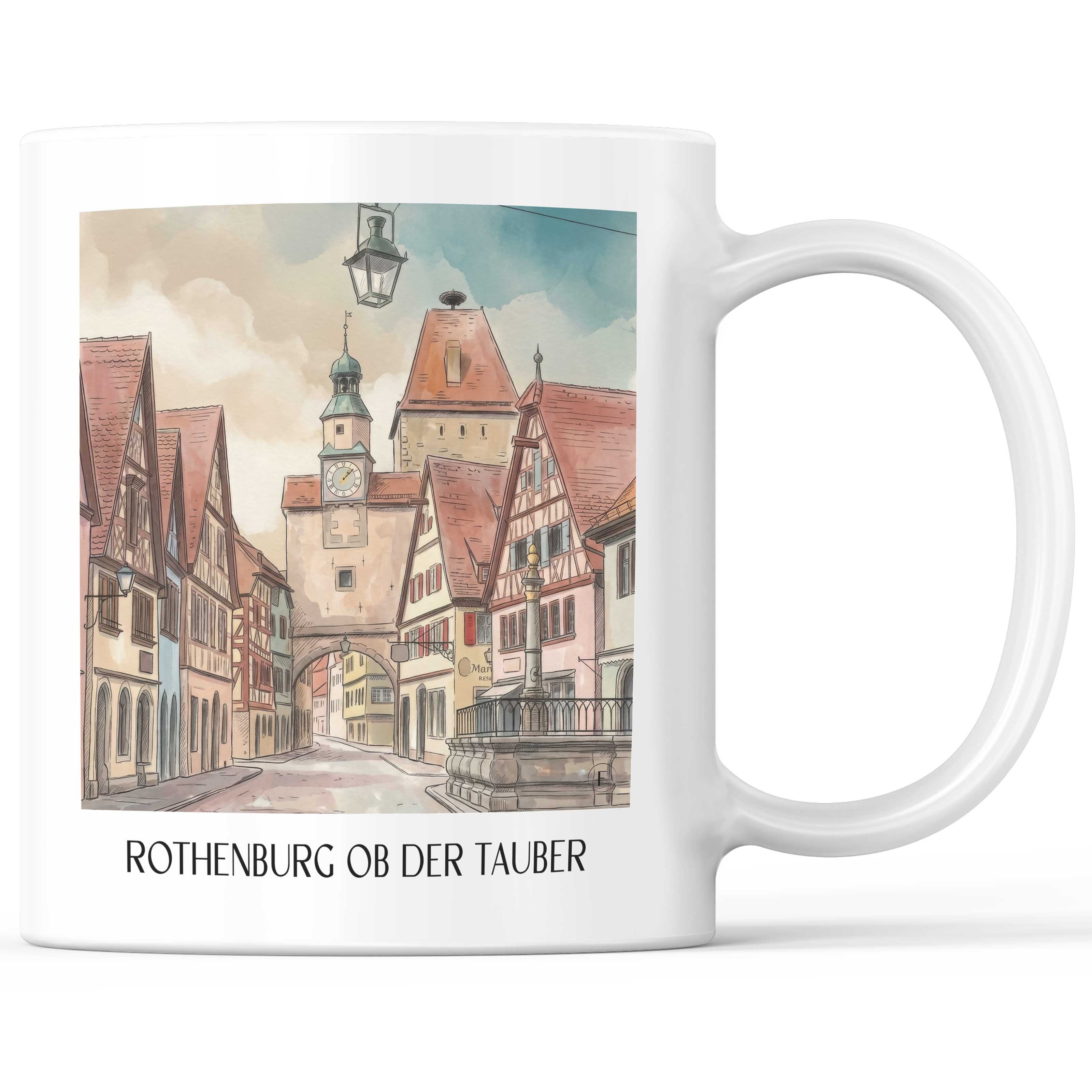 Rothenburg ob der Tauber - Deutschland Becher - Kaffeetasse im Aquarell Stil - favplace