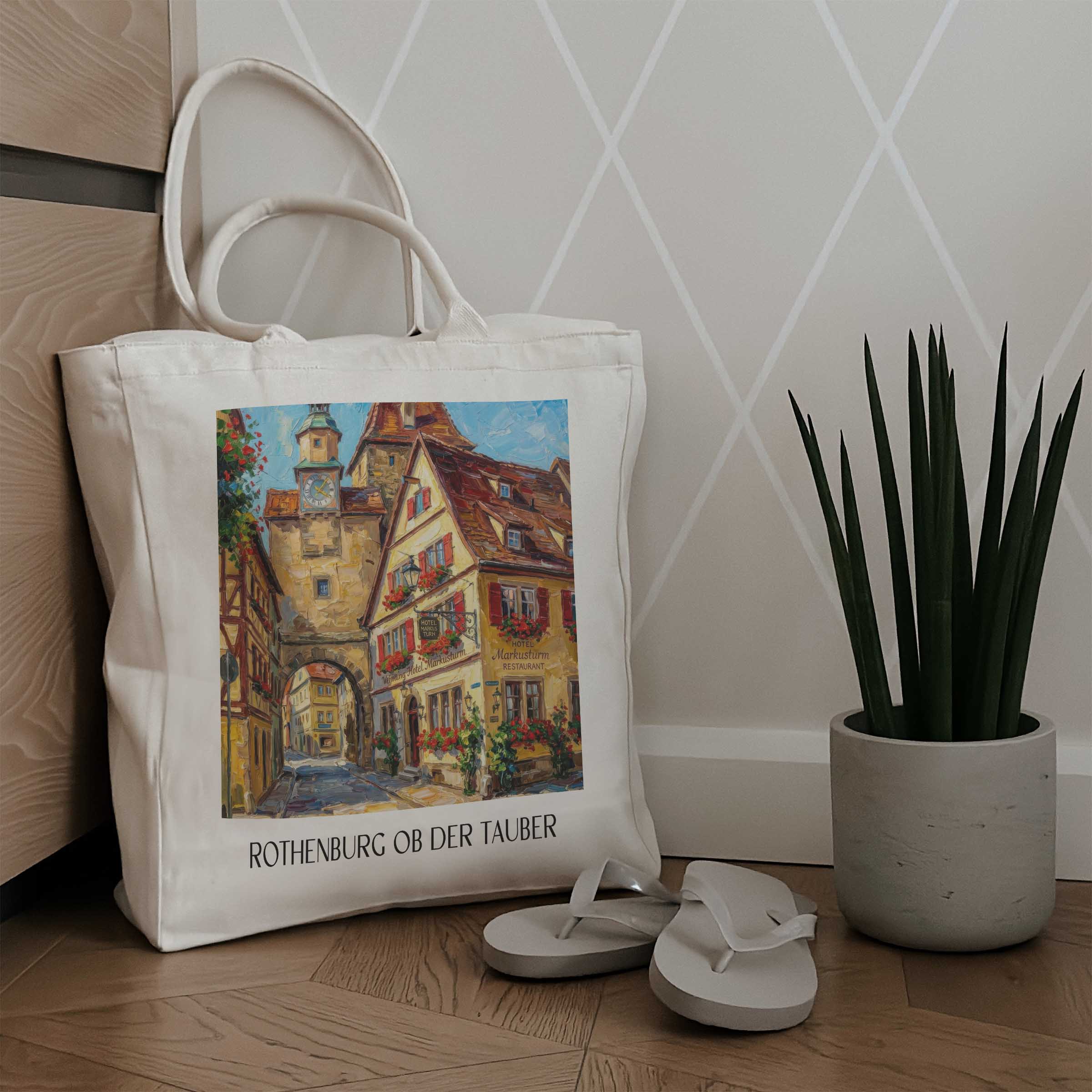 rothenburg-ob-der-tauber-deutschland-einkaufstasche-oil-painting-oelgemaelde