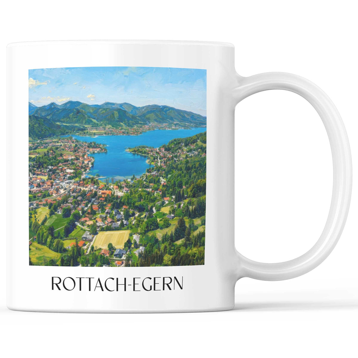 Rottach-Egern Kaffeebecher - Tegernsee - Deutschland Becher - Kaffeetasse im Ölgemälde Stil - favplace