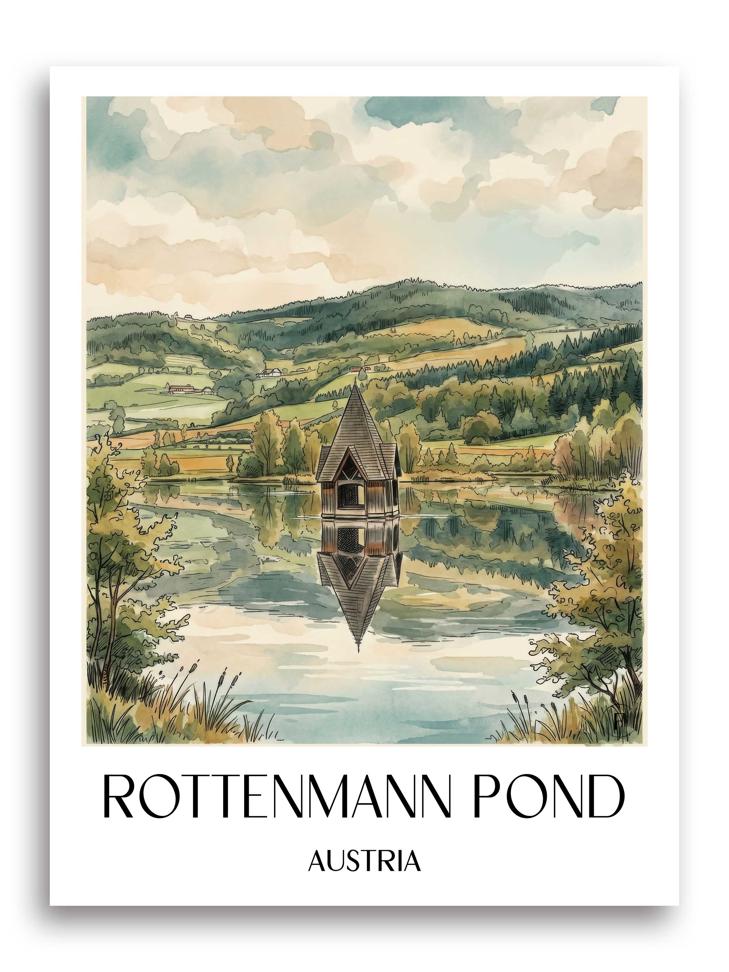 Rottenmanner Teich Poster - Steiermark - Österreich Kunstdruck - Aquarell von A4 bis A1 - favplace