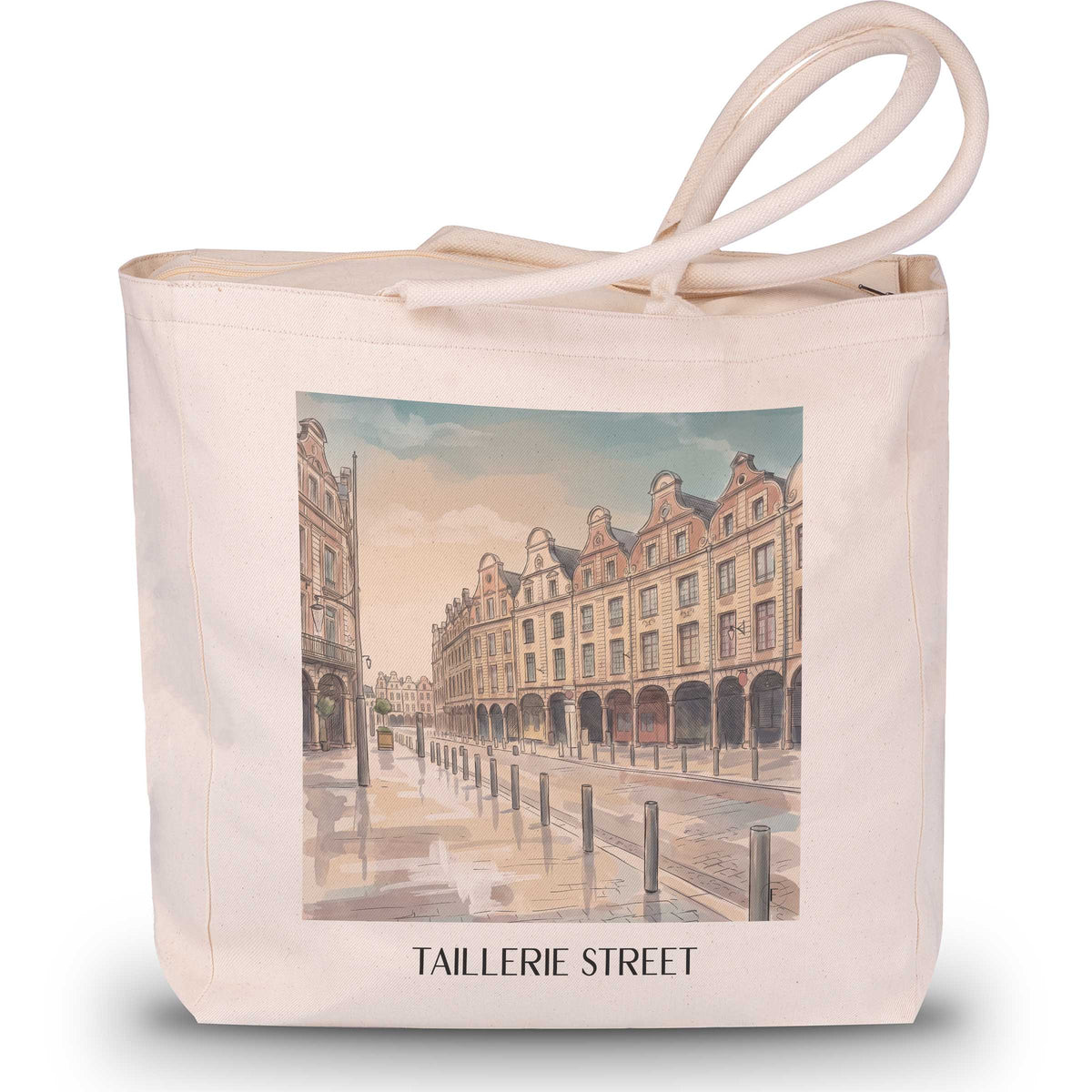 Rue de la Taillerie Shopping Tasche - Arras - Frankreich Tote Bag - Einkaufstasche im Aquarell Stil - favplace