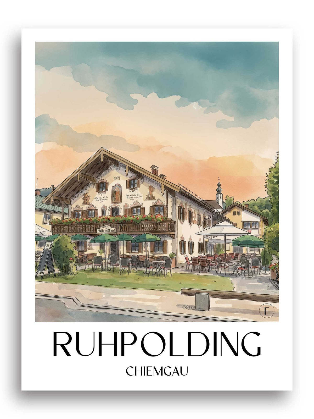 ruhpolding-chiemgau-deutschland-poster-aquarell