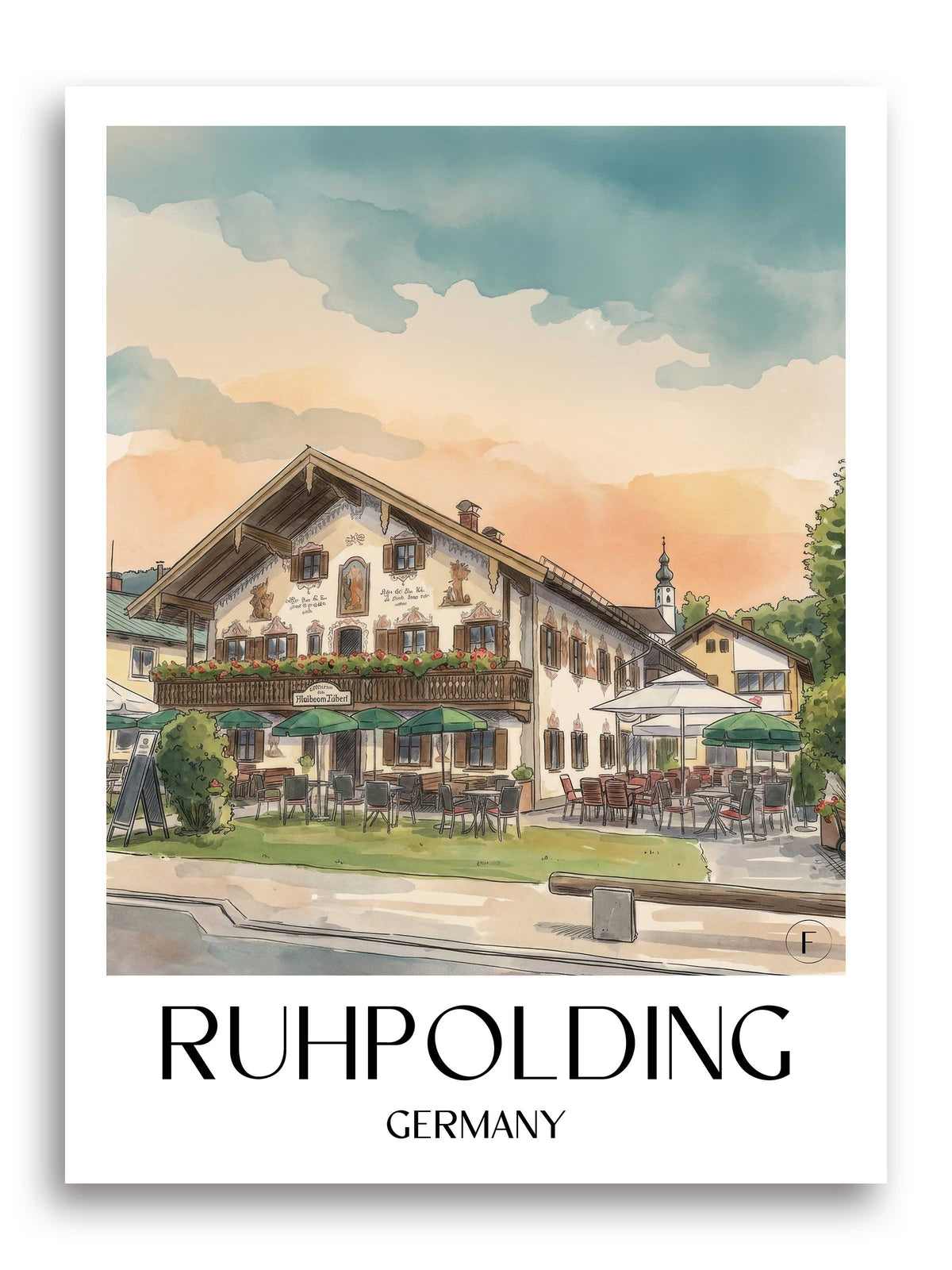 Ruhpolding Poster - Chiemgau - Deutschland Kunstdruck - Aquarell von A4 bis A1 - favplace