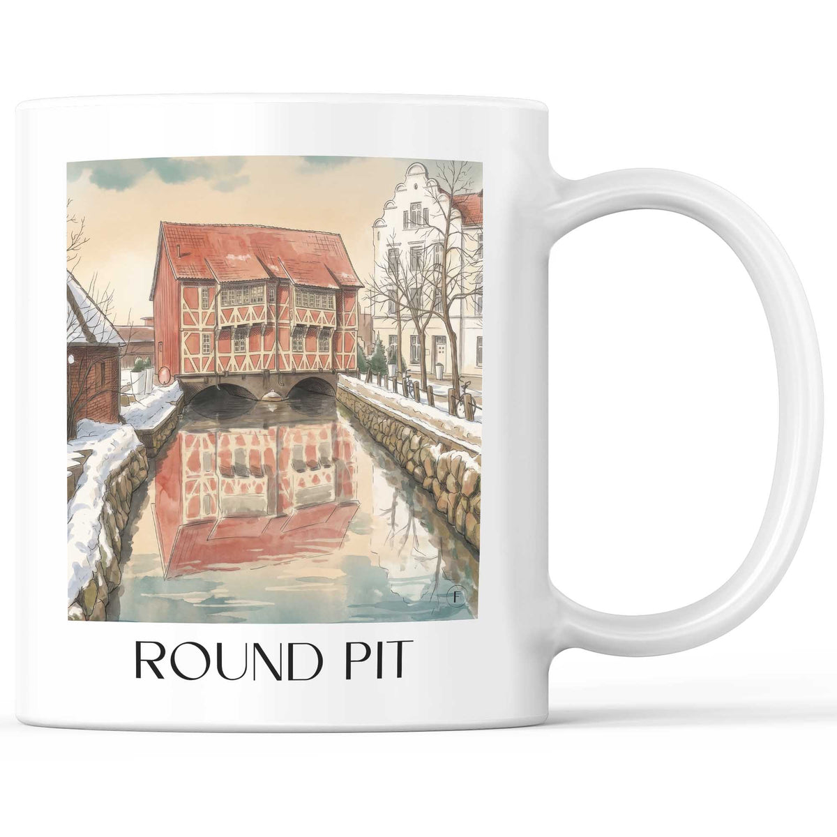 Runde Grube Kaffeebecher - Wismar - Deutschland Becher - Kaffeetasse im Aquarell Stil - favplace