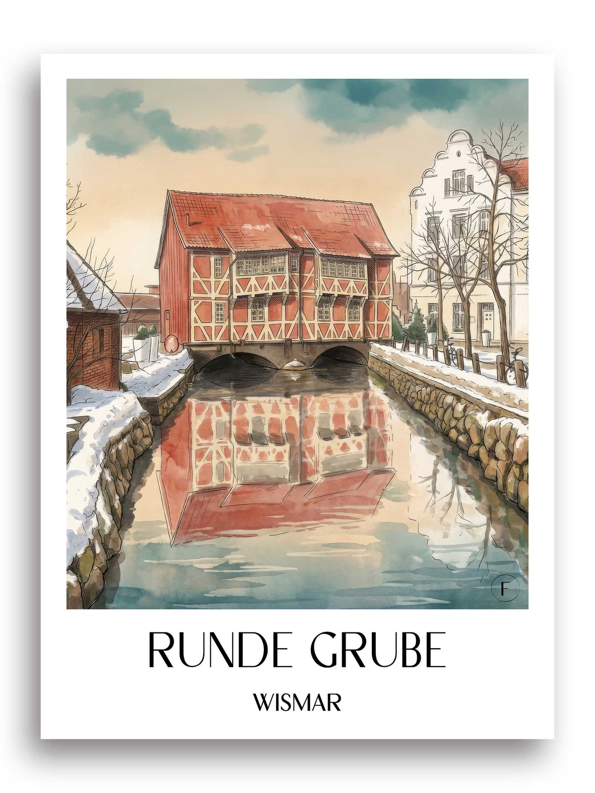 runde-grube-wismar-deutschland-poster-aquarell