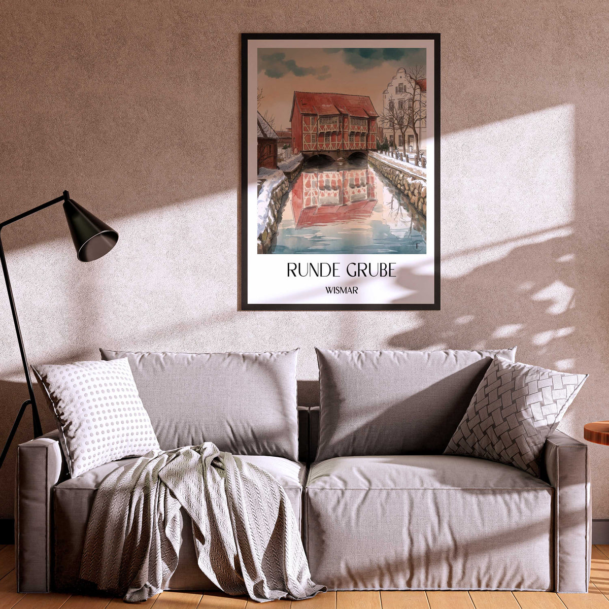 runde-grube-wismar-deutschland-poster-aquarell