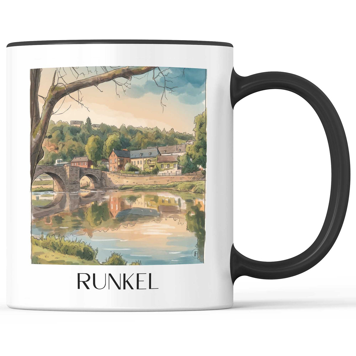 runkel-hessen-deutschland-kaffeebecher-aquarell