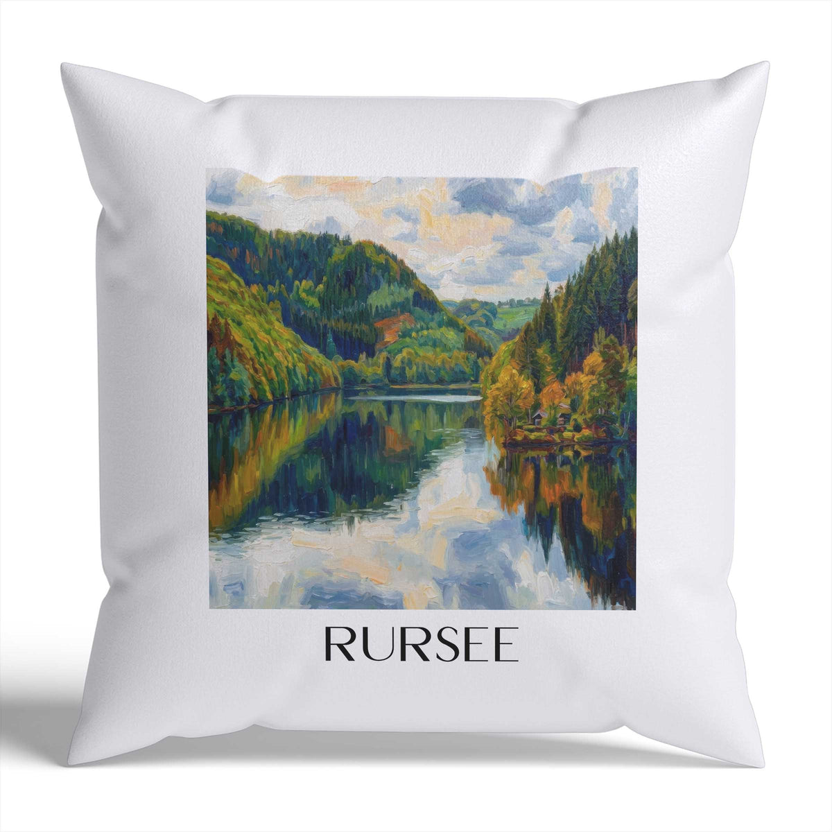 Rursee Kissenhülle - Zierkissen Bezug - Eifel - Deutschland Kissen bzw. Kissenbezug im Ölgemälde Stil - favplace