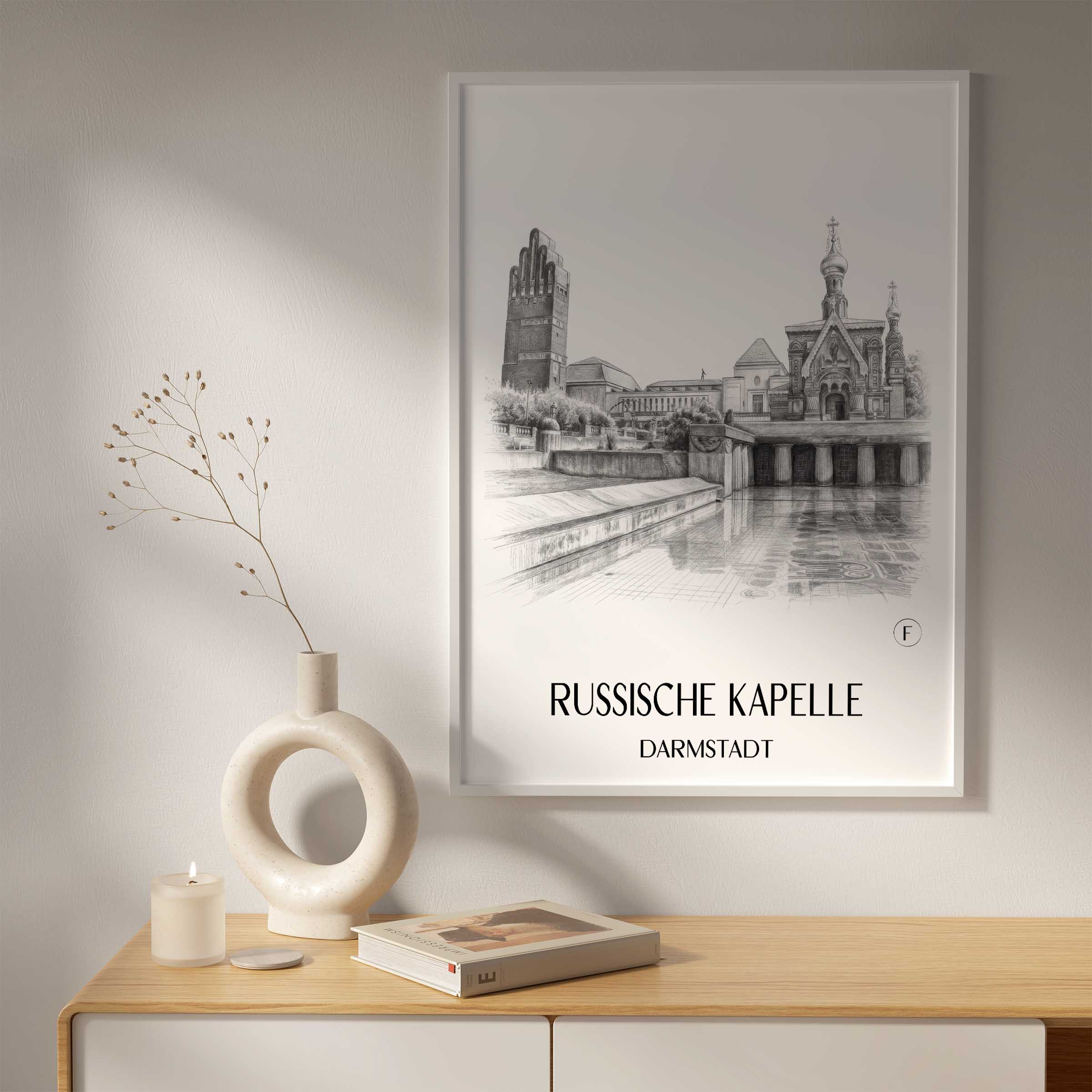 russische-kapelle-darmstadt-deutschland-poster-bleistift-zeichnung-drawing