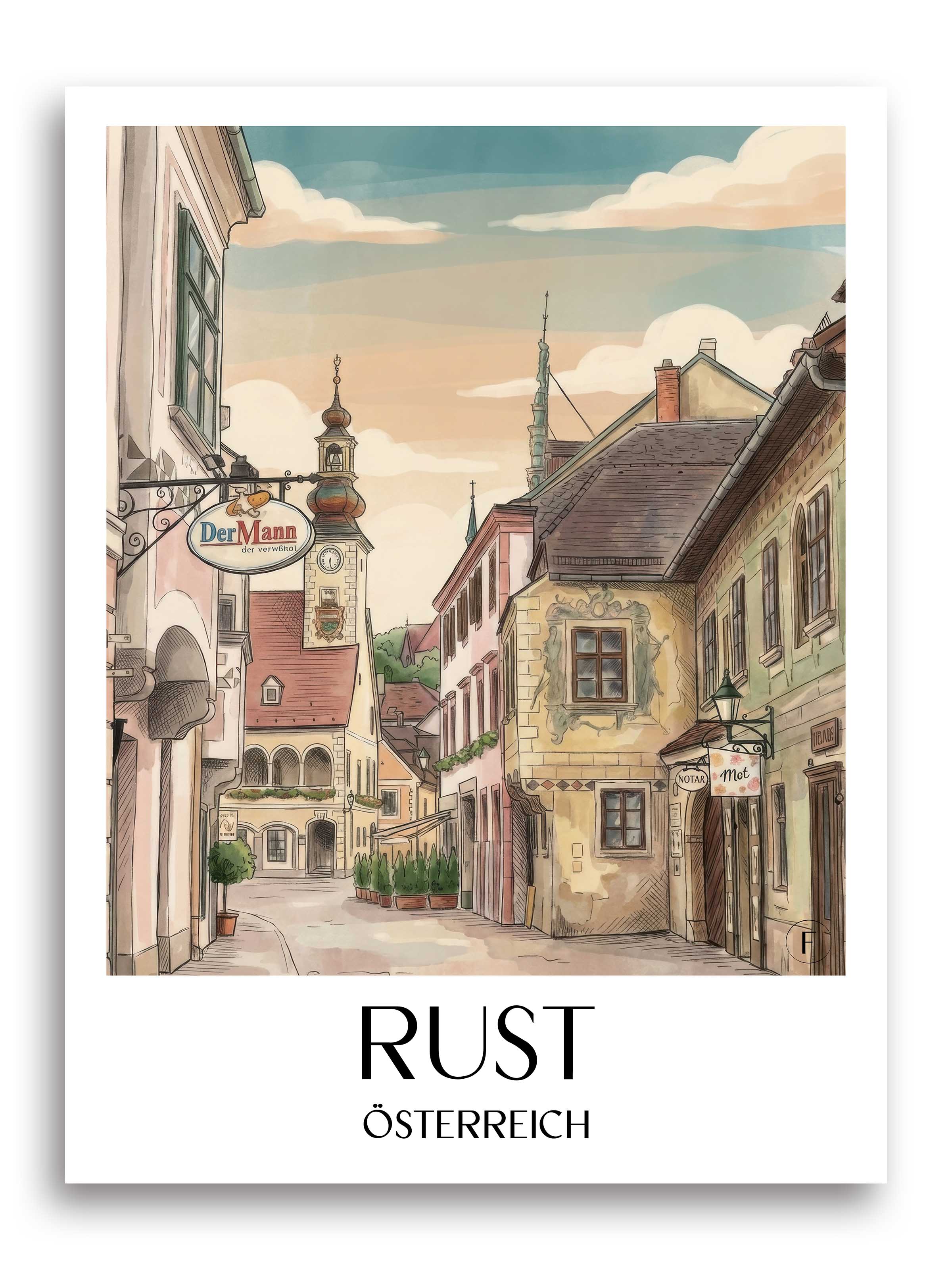 rust-österreich-deutschland-und-österreich-poster-aquarell