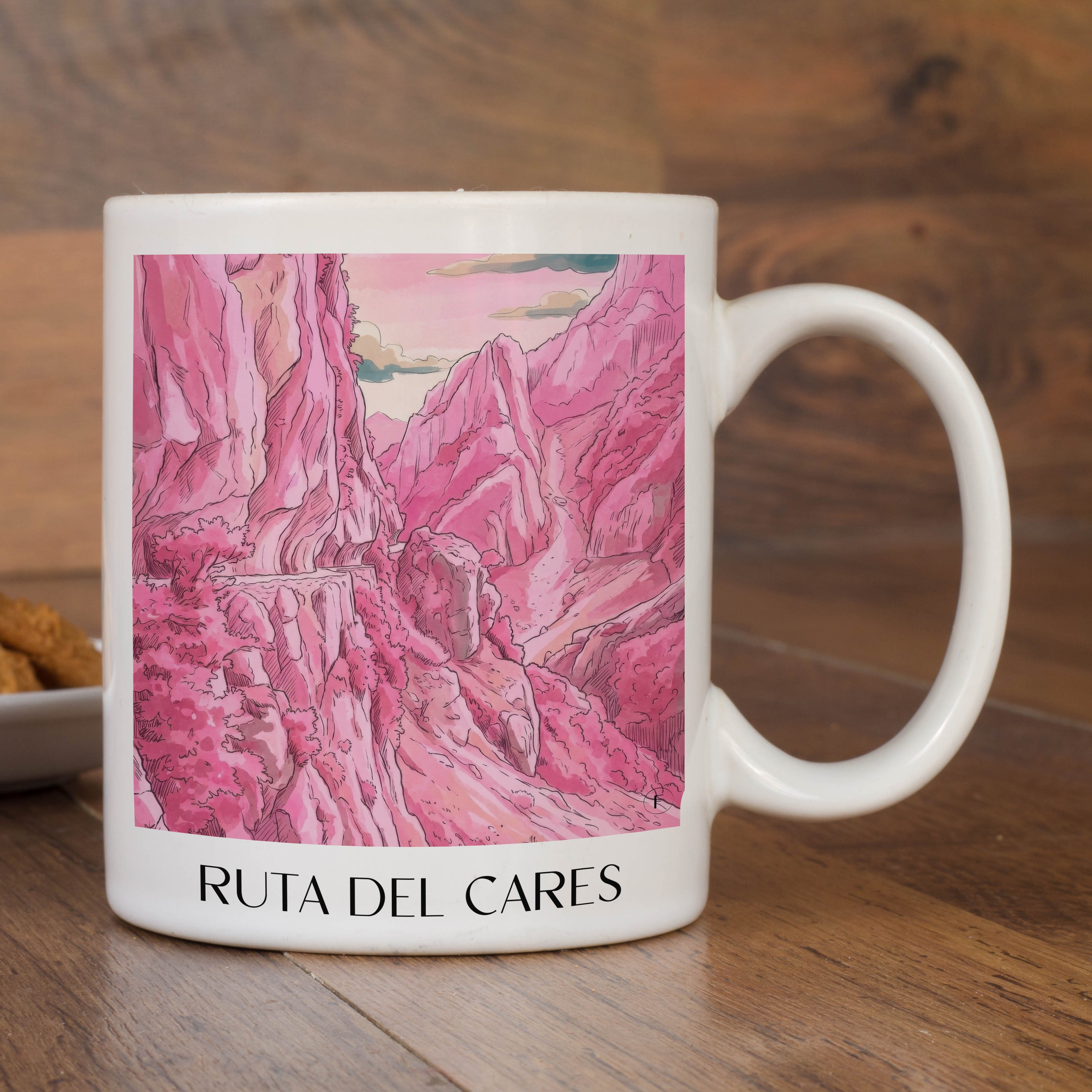 ruta-del-cares-spanien-spanien-kaffeebecher-aquarell-pink-rosa