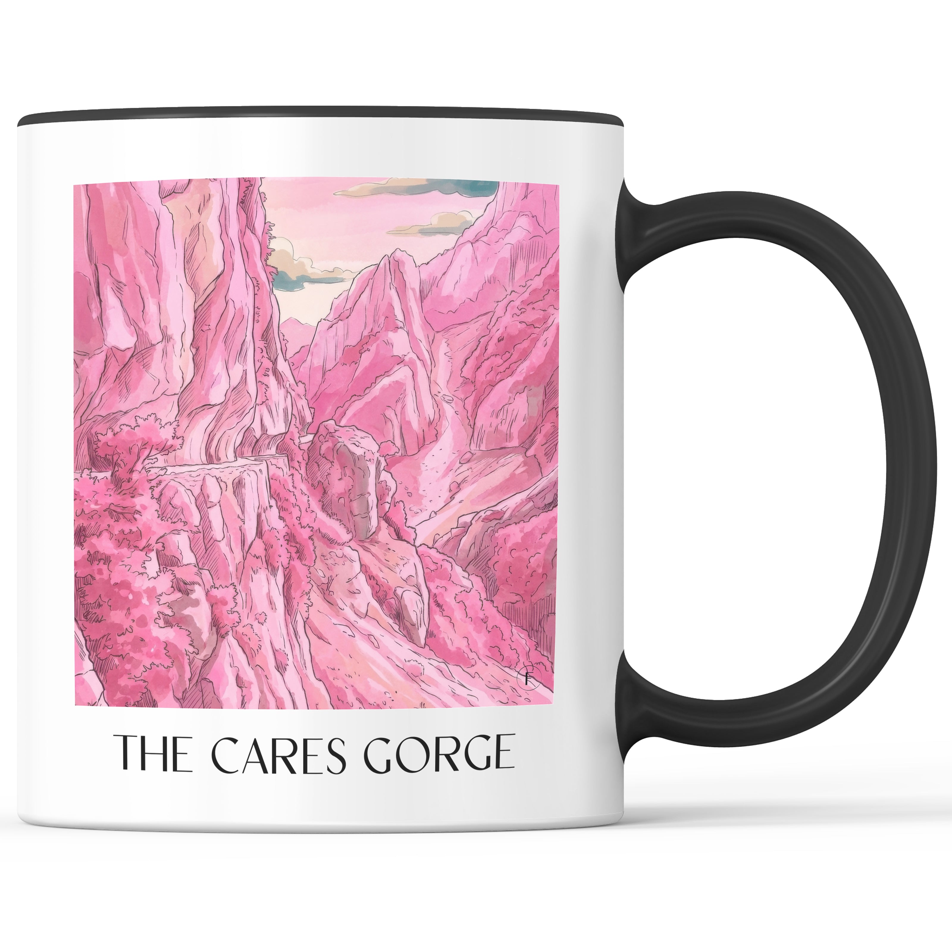 Ruta del Cares Kaffeebecher - Spanien - Spanien Becher - Kaffeetasse im Aquarell Pink Stil - favplace