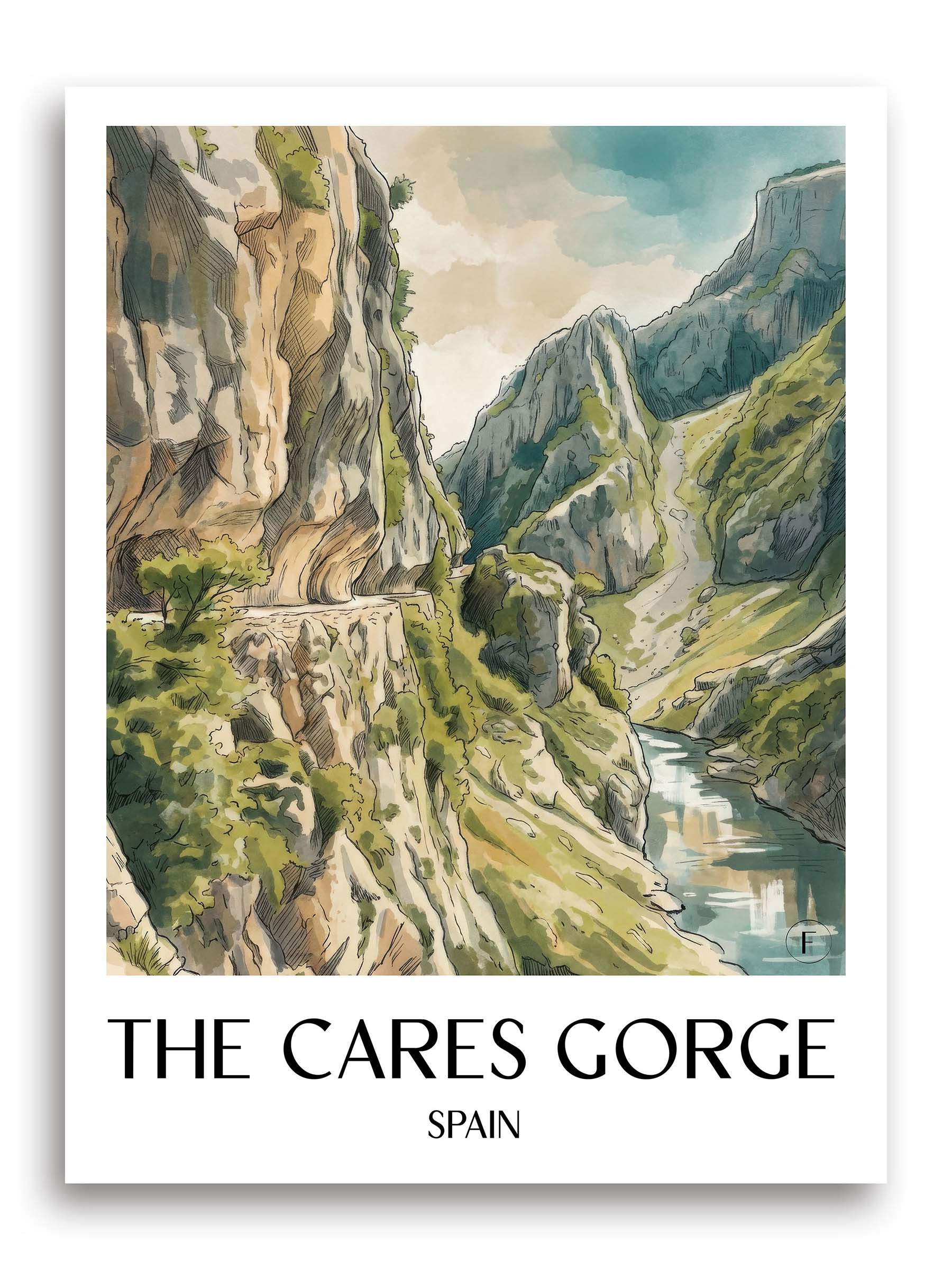 Ruta del Cares Poster - Spanien - Spanien Kunstdruck - Aquarell von A4 bis A1 - favplace