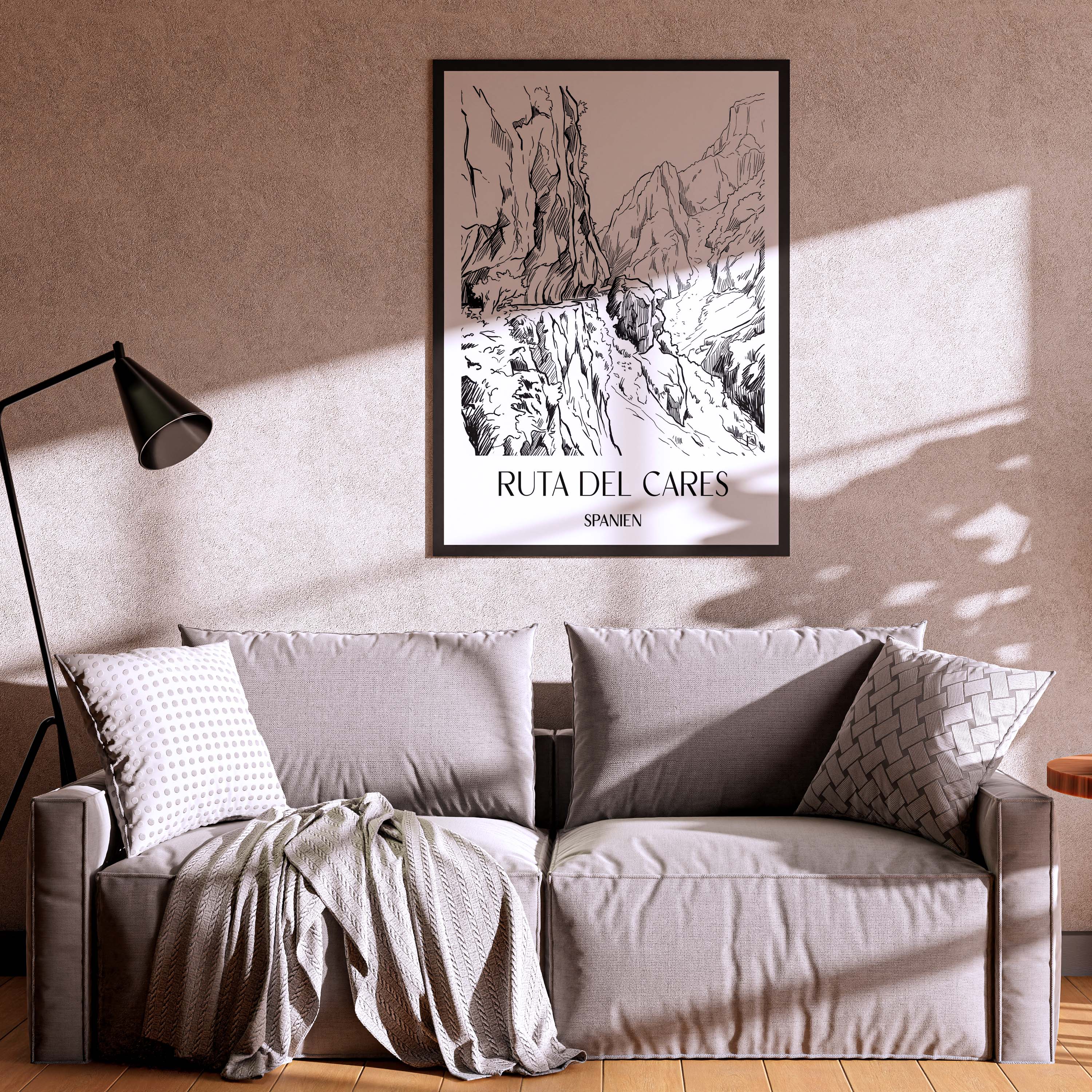 ruta-del-cares-spanien-spanien-poster-skizze