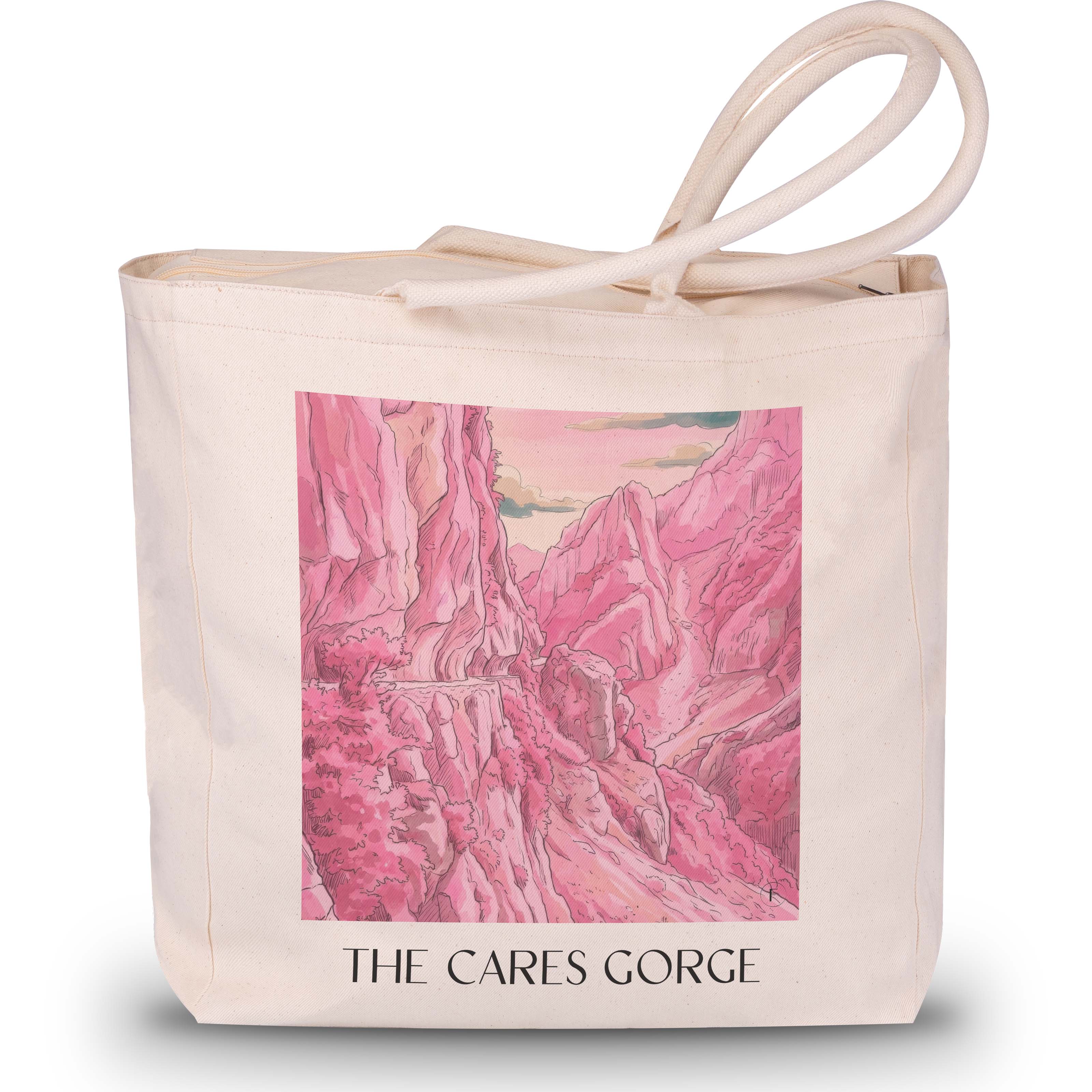 Ruta del Cares Shopping Tasche - Spanien - Spanien Tote Bag - Einkaufstasche im Aquarell Pink Stil - favplace