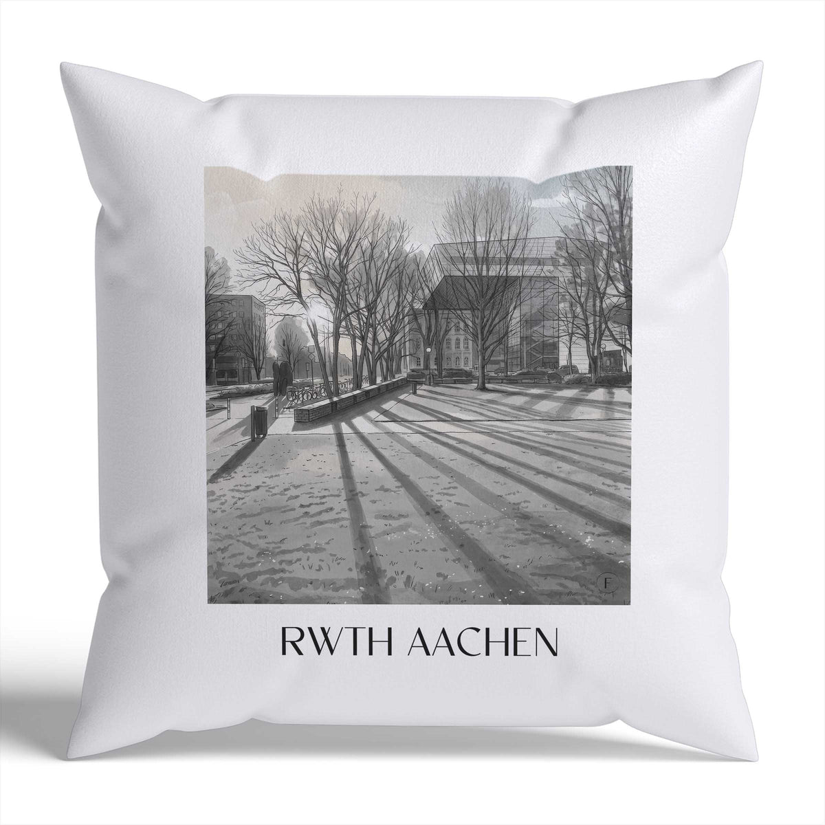 Rwth Kissenhülle - Zierkissen Bezug - Aachen - Deutschland Kissen bzw. Kissenbezug im Aquarell Schwarz-Weiß Stil - favplace