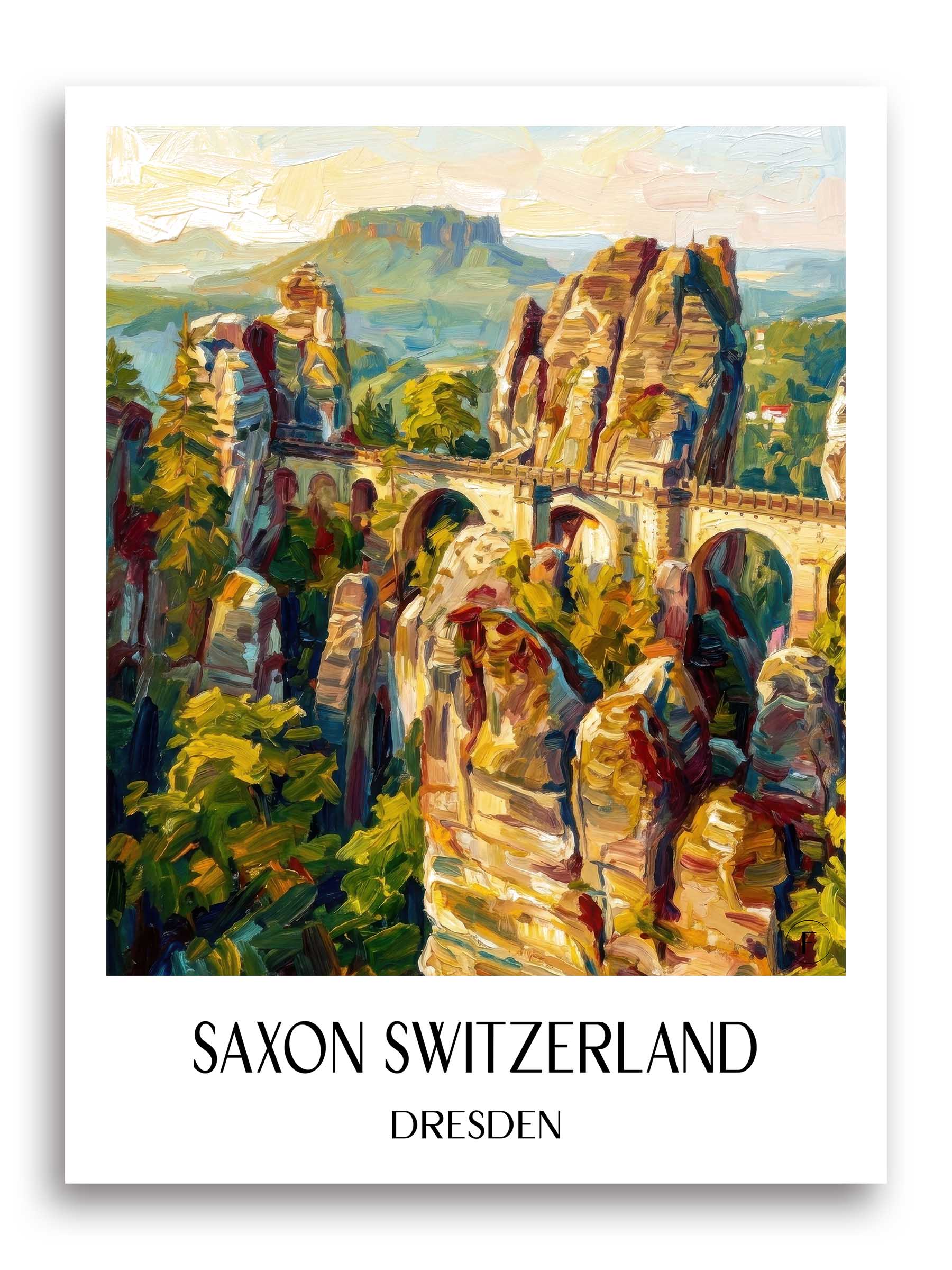 Sächsische schweiz Poster - Dresden - Deutschland Kunstdruck - Ölgemälde von A4 bis A1 - favplace