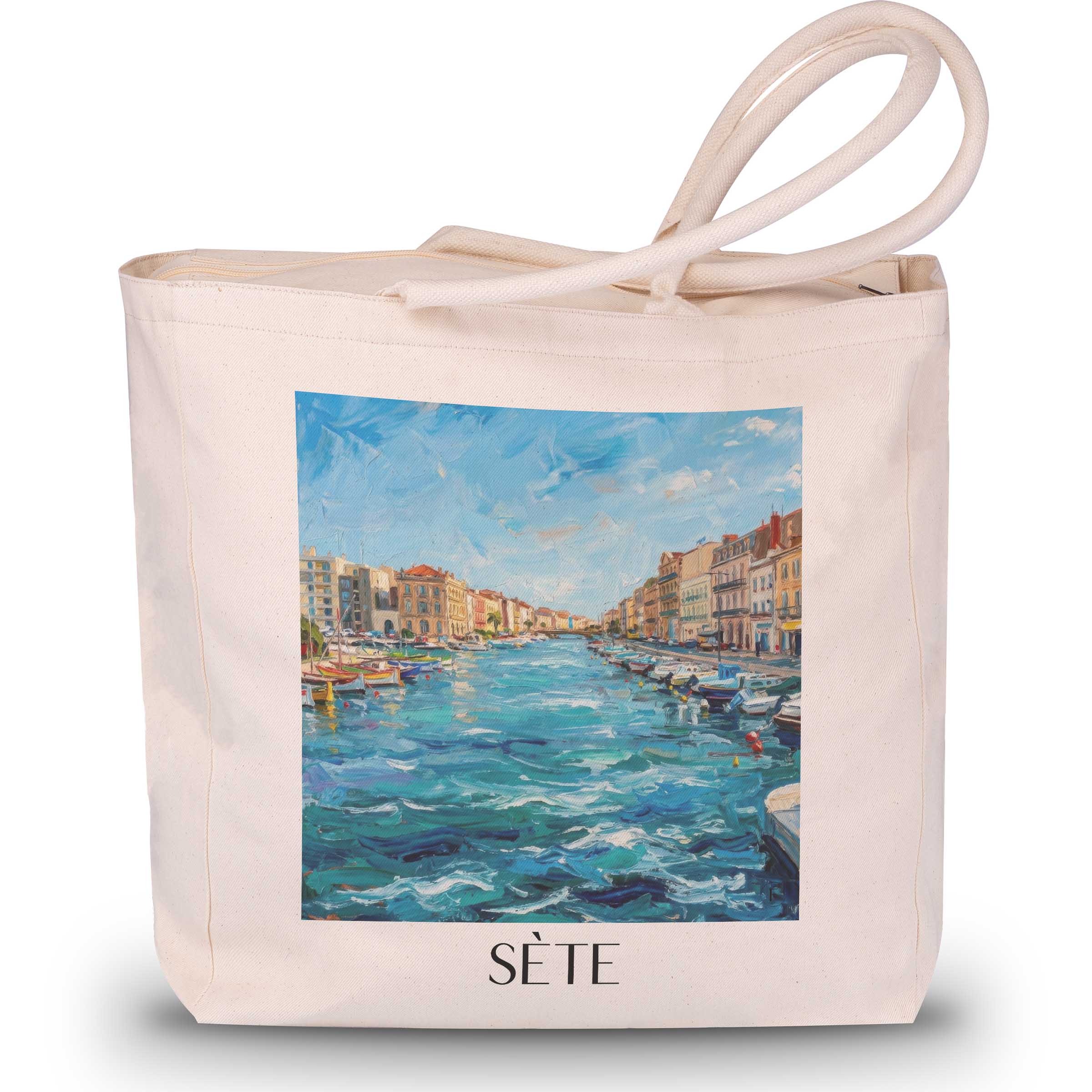 Sète Shopping Tasche - Okzitanien - Frankreich Tote Bag - Einkaufstasche im Ölgemälde Stil - favplace