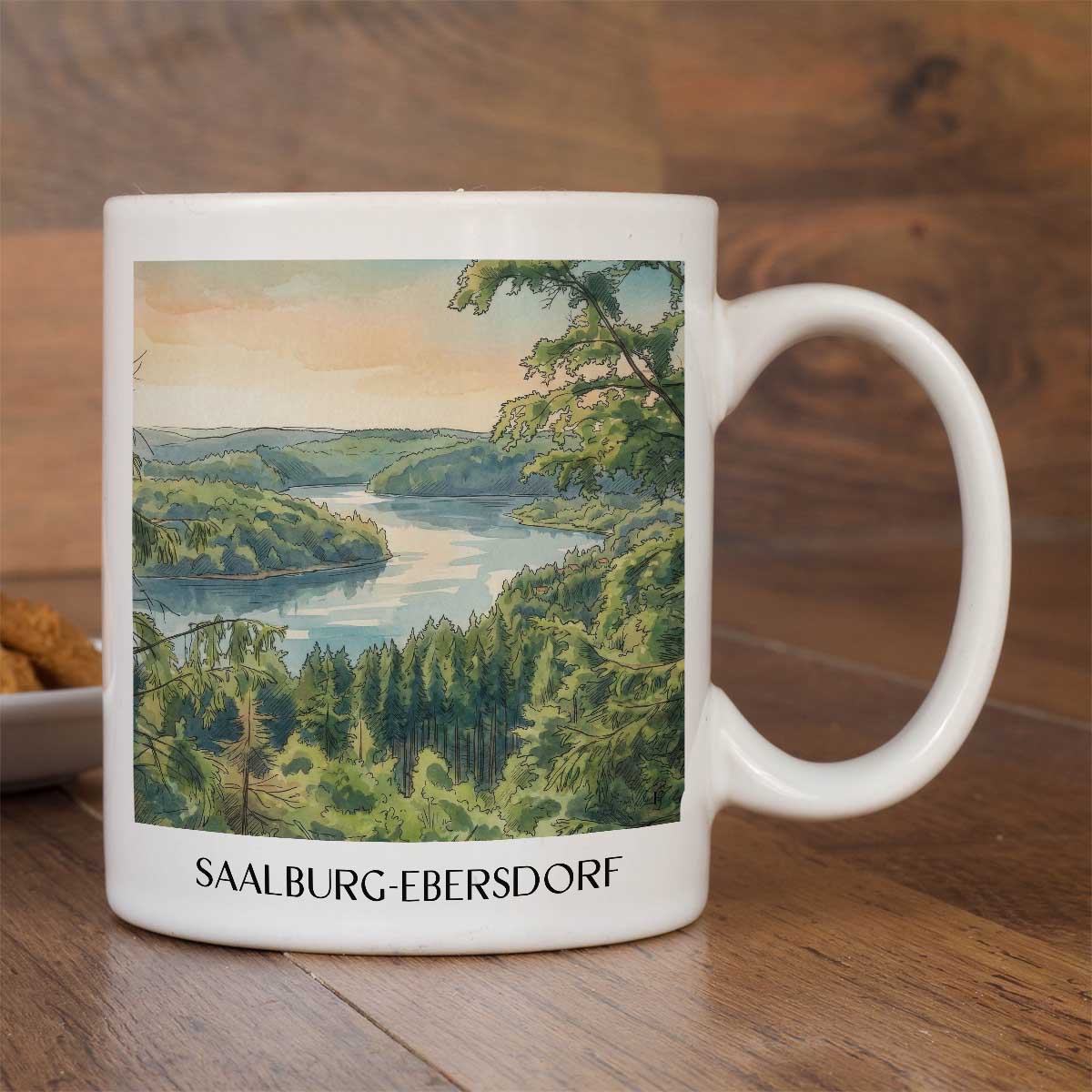 saalburg-ebersdorf-thüringer-schiefergebirge-deutschland-kaffeebecher-aquarell