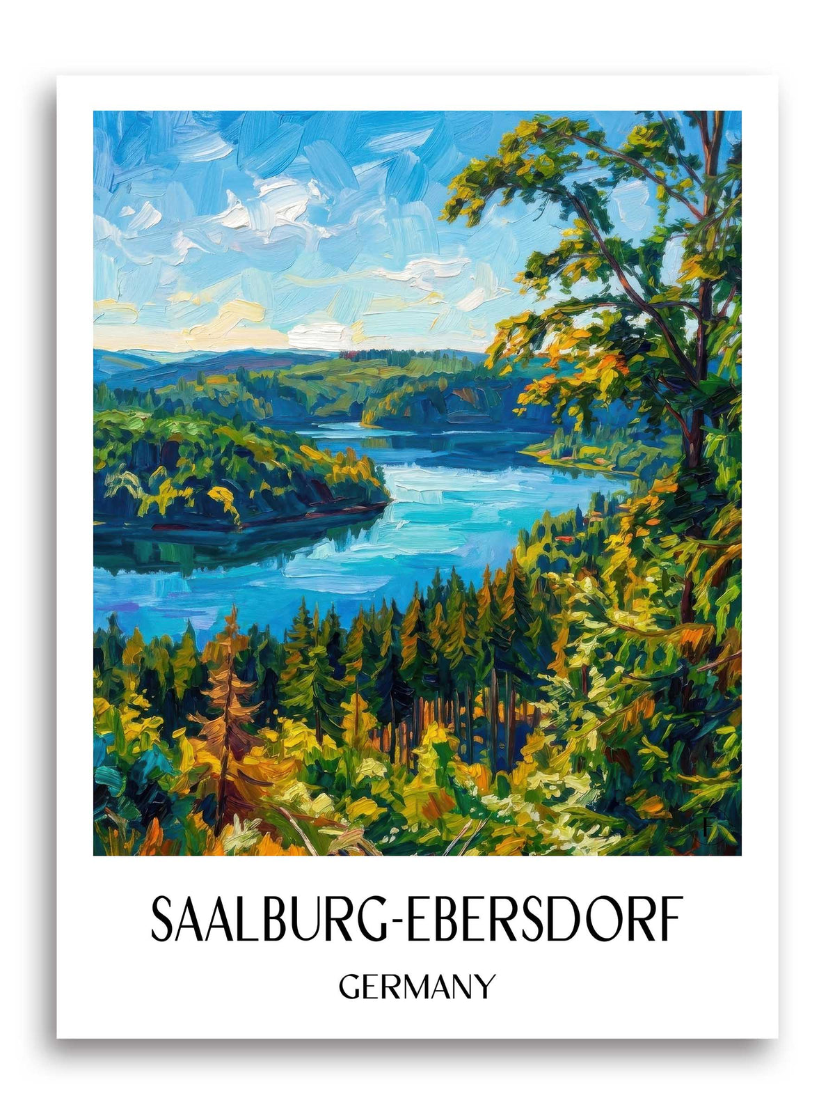 Saalburg-Ebersdorf Poster - Thüringer Schiefergebirge - Deutschland Kunstdruck - Ölgemälde von A4 bis A1 - favplace