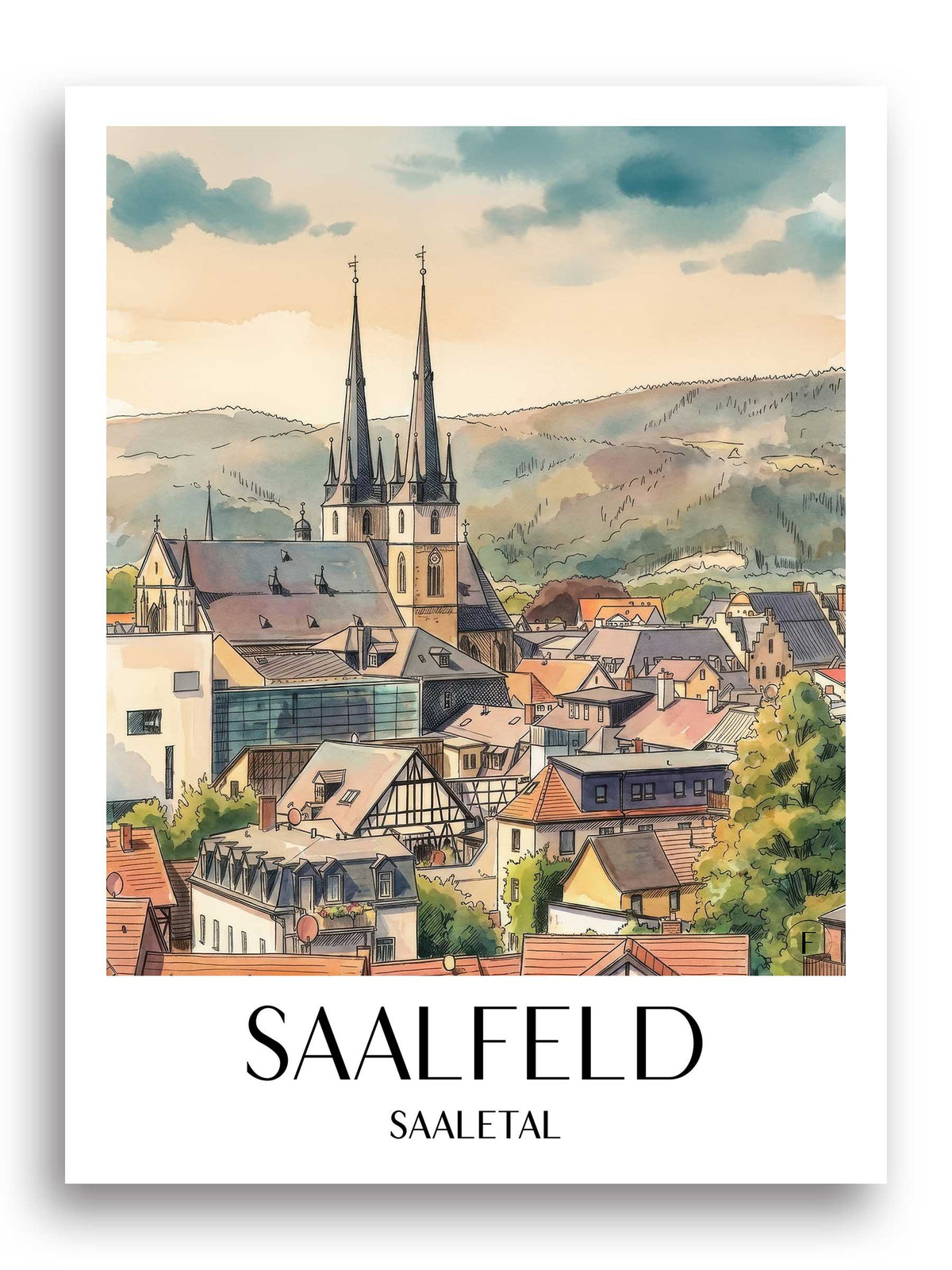 saalfeld-saaletal-deutschland-poster-aquarell