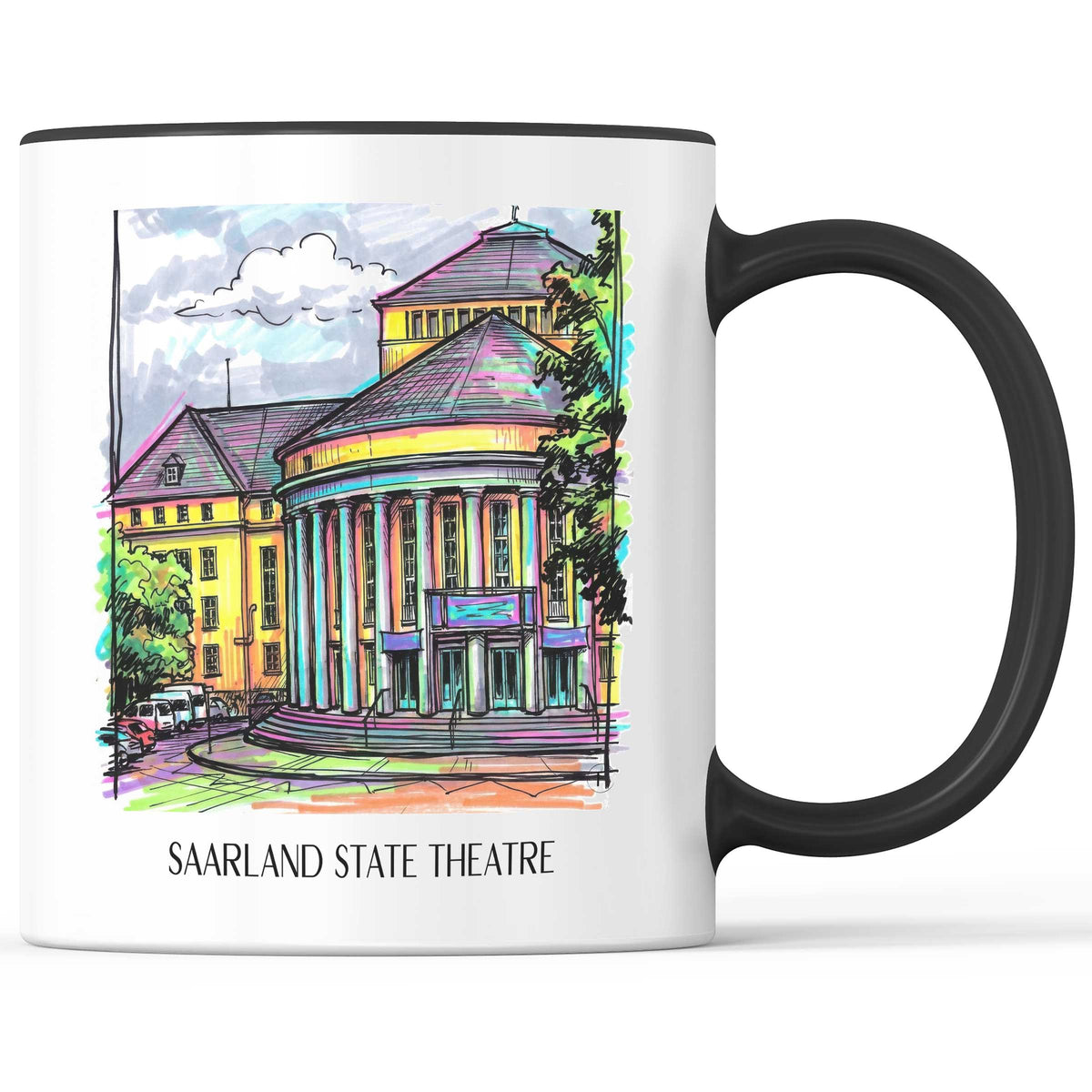 Saarländisches Staatstheater Kaffeebecher - Saarbrücken - Deutschland Becher - Kaffeetasse im Tag Graffiti Stil - favplace