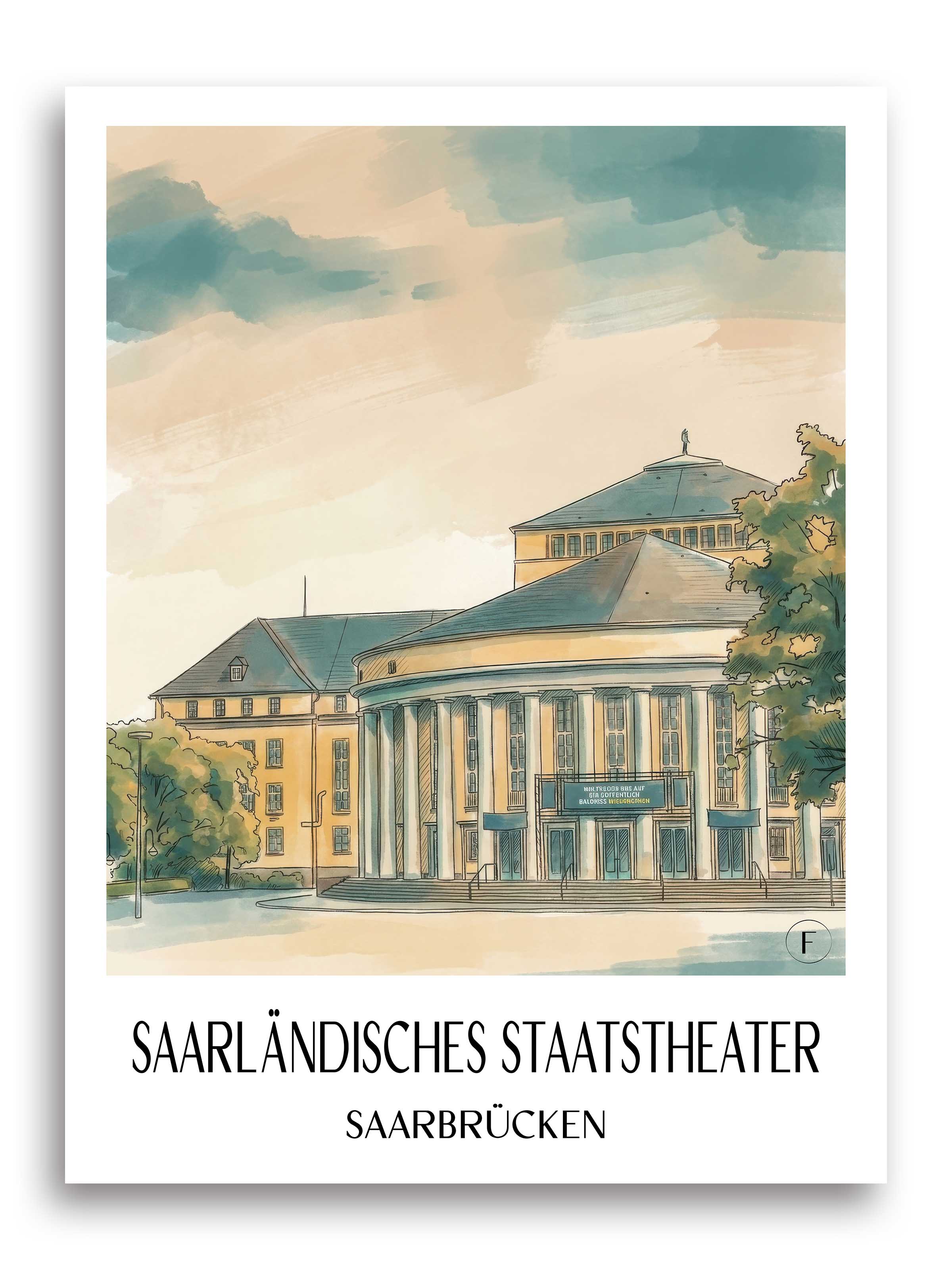 saarländisches-staatstheater-saarbrücken-deutschland-poster-aquarell