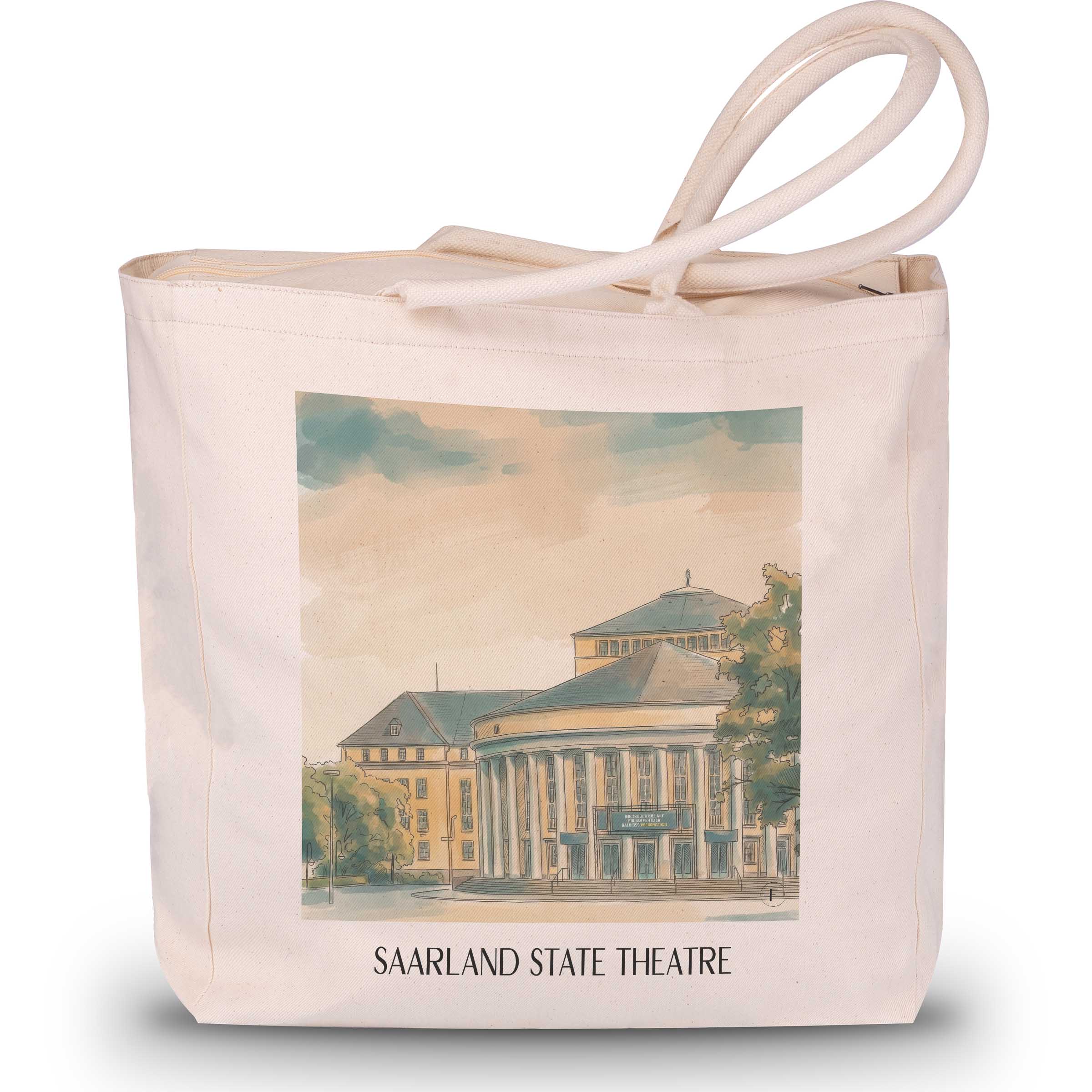 Saarländisches Staatstheater Shopping Tasche - Saarbrücken - Deutschland Tote Bag - Einkaufstasche im Aquarell Stil - favplace