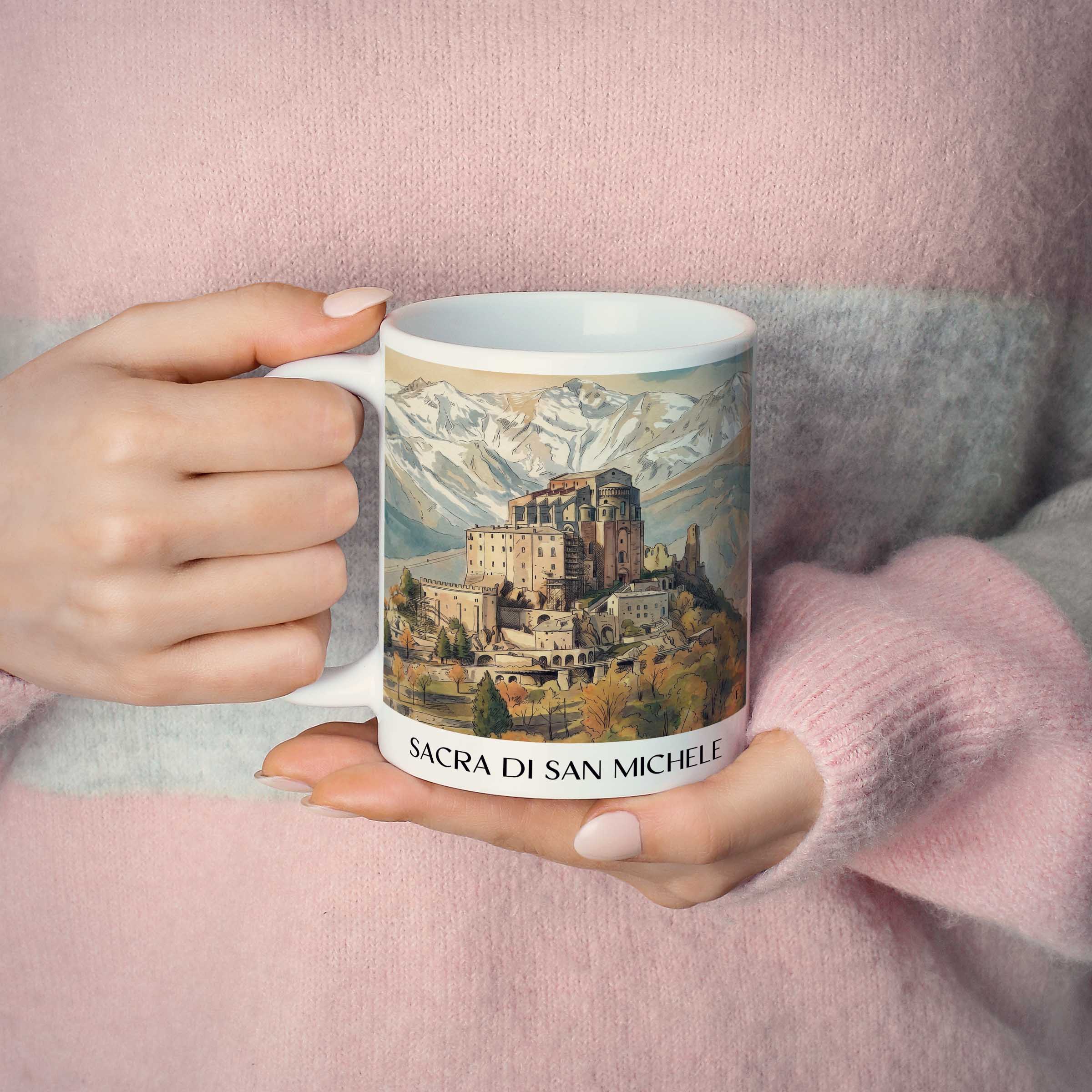 sacra-di-san-michele-piemont-italien-kaffeebecher-aquarell
