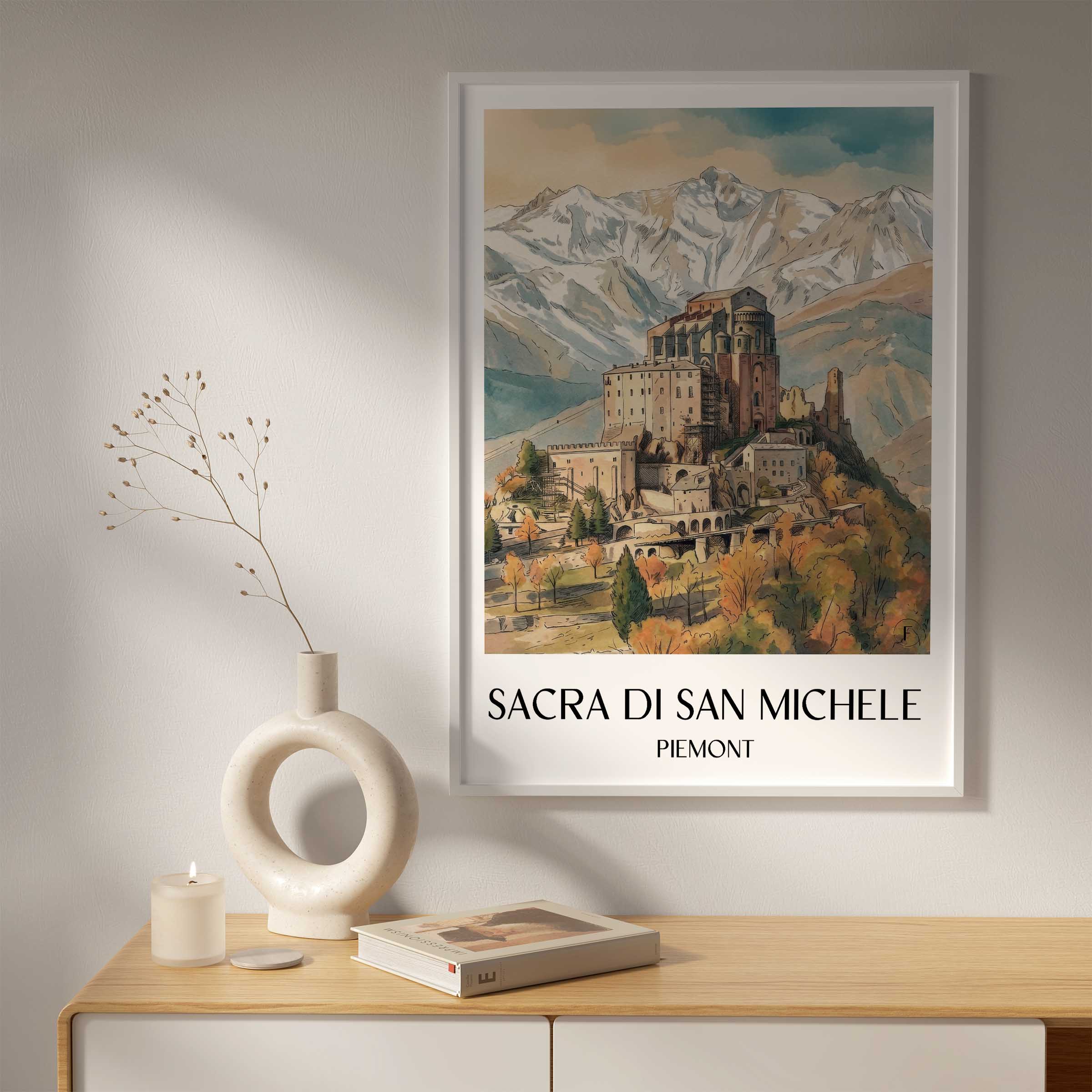 sacra-di-san-michele-piemont-italien-poster-aquarell