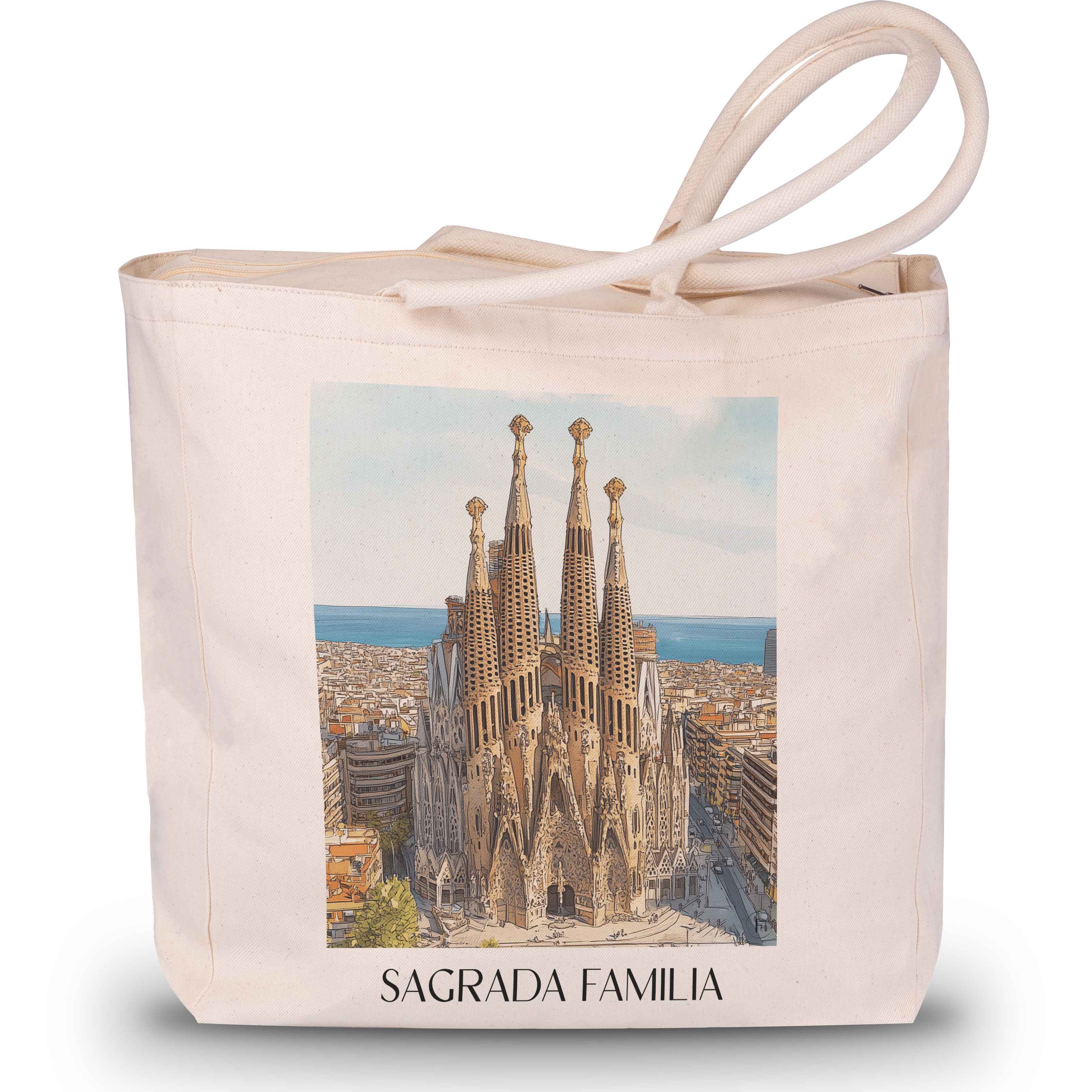 sagrada-familia-barcelona-spanien-einkaufstasche-aquarell