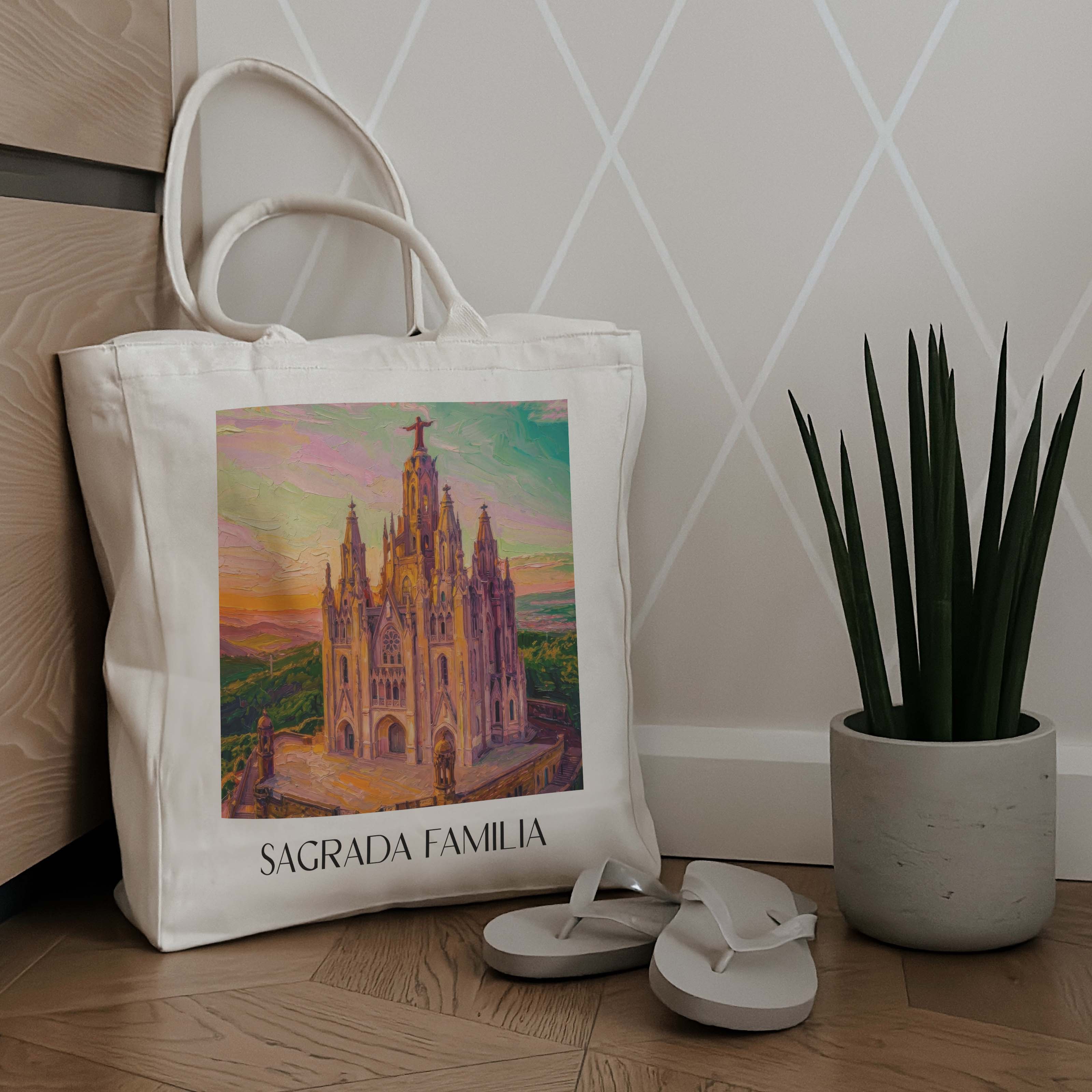 sagrada-familia-barcelona-spanien-einkaufstasche-oil-painting-oelgemaelde