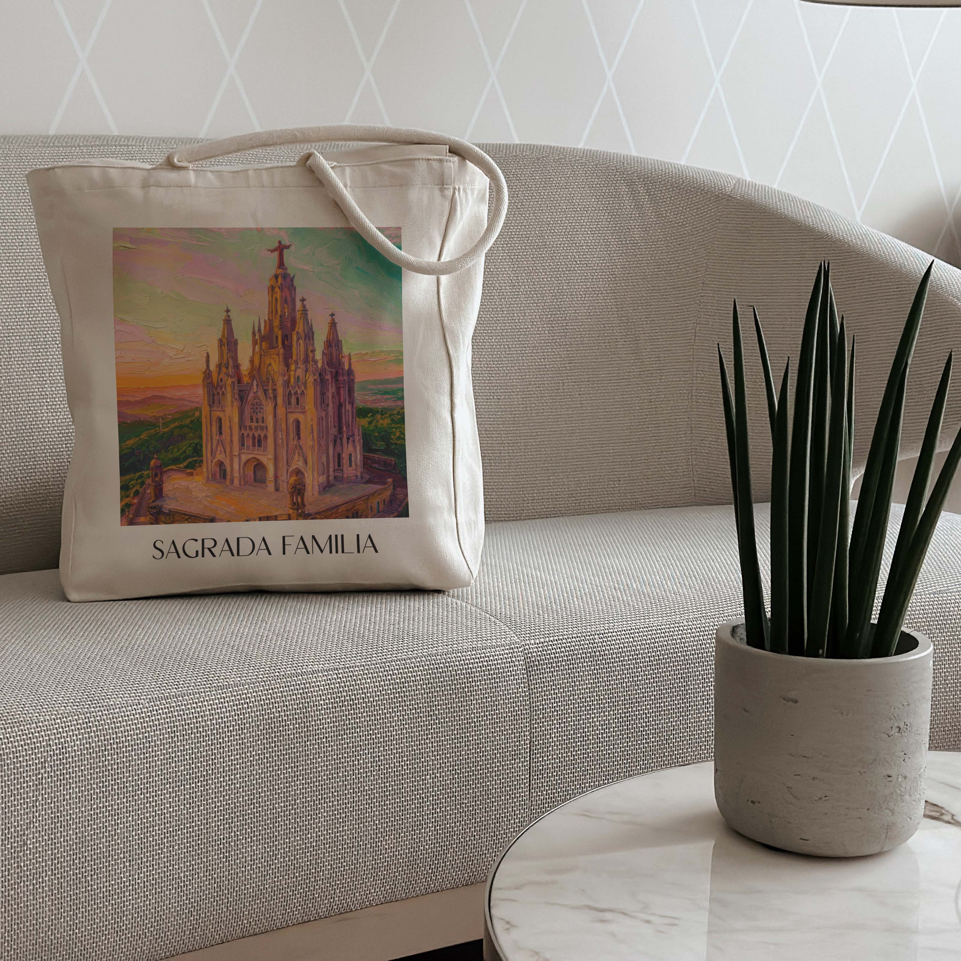 sagrada-familia-barcelona-spanien-einkaufstasche-oil-painting-oelgemaelde