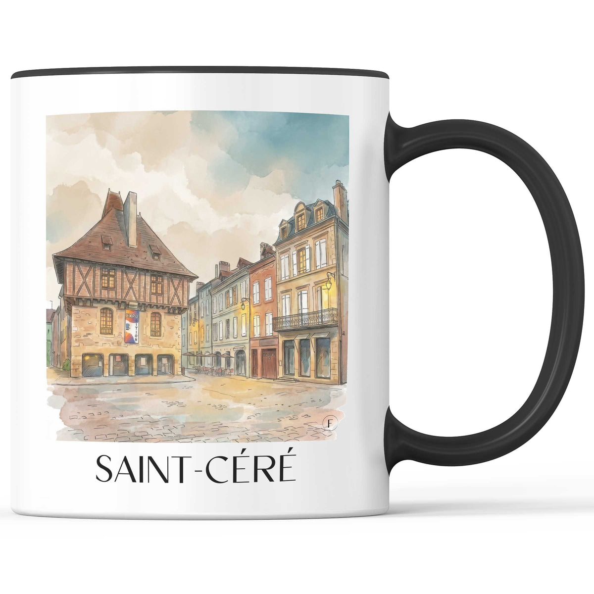 saint-céré-vallée-de-la-dordogne-frankreich-kaffeebecher-aquarell