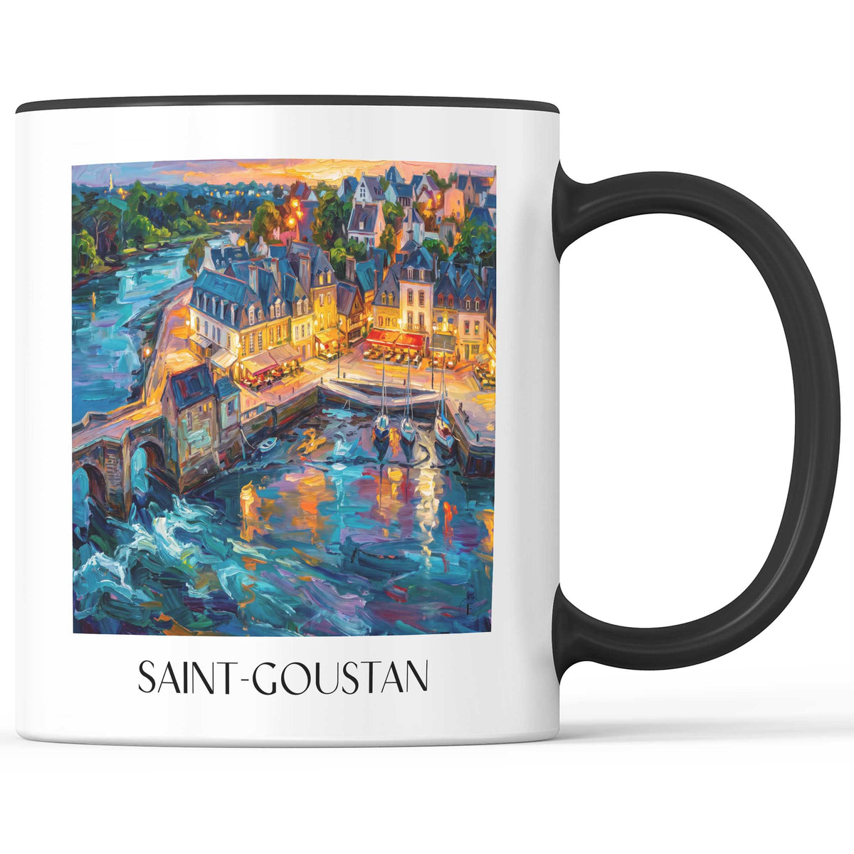 Saint-Goustan Kaffeebecher - Auray - Frankreich Becher - Kaffeetasse im Ölgemälde Stil - favplace