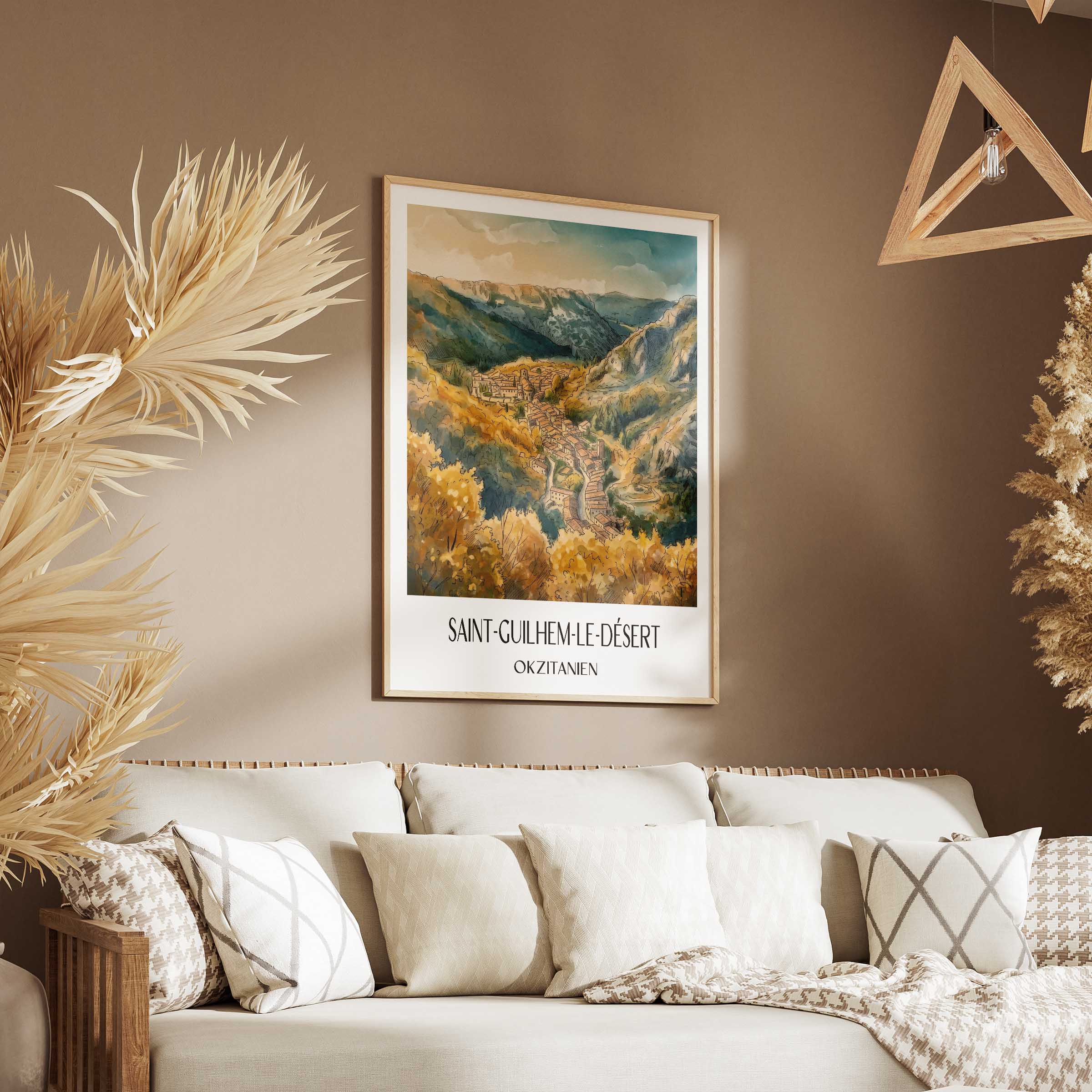 saint-guilhem-le-désert-okzitanien-frankreich-poster-aquarell