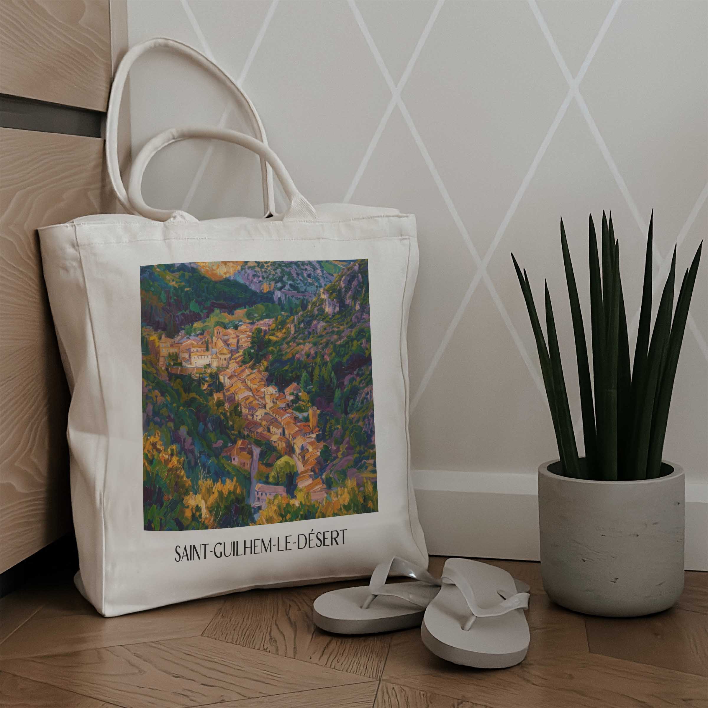 saint-guilhem-le-désert-okzitanien-frankreich-einkaufstasche-oil-painting-oelgemaelde