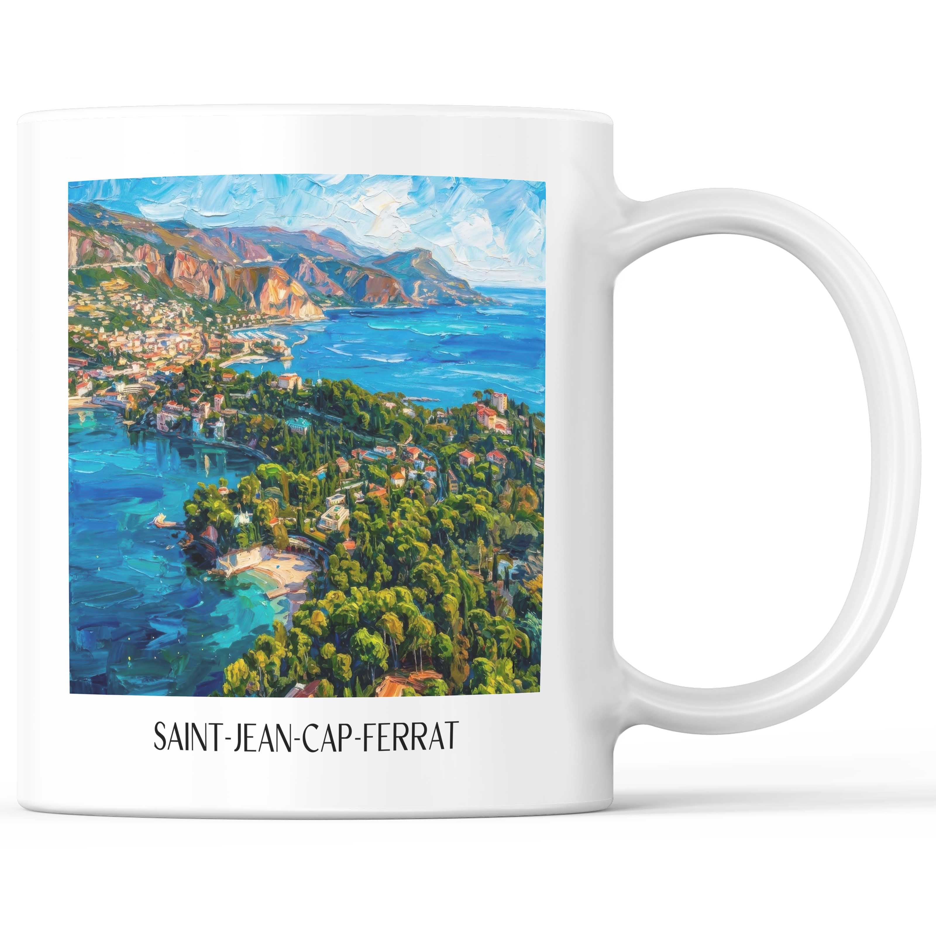 Saint-Jean-Cap-Ferrat Kaffeebecher - Côte d´Azur - Frankreich Becher - Kaffeetasse im Ölgemälde Stil - favplace