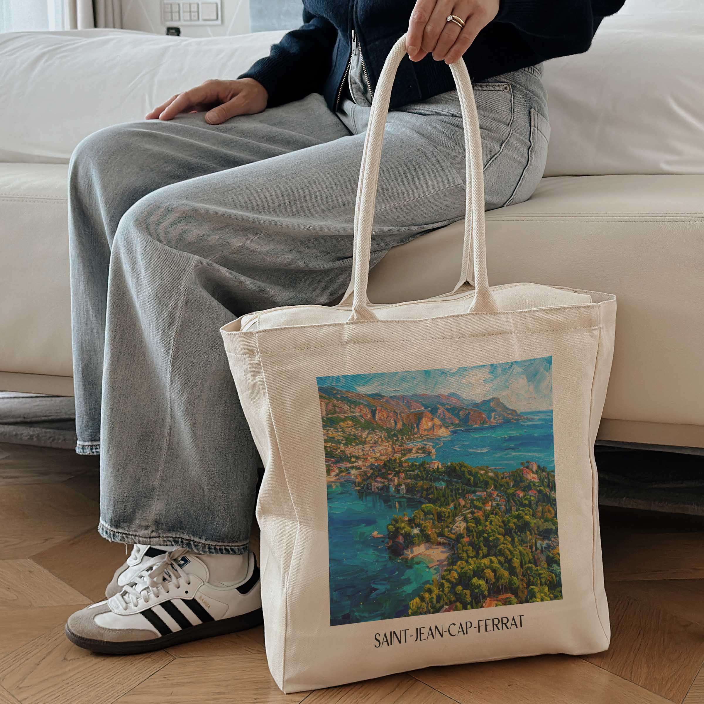 saint-jean-cap-ferrat-côte-d´azur-frankreich-einkaufstasche-oil-painting-oelgemaelde