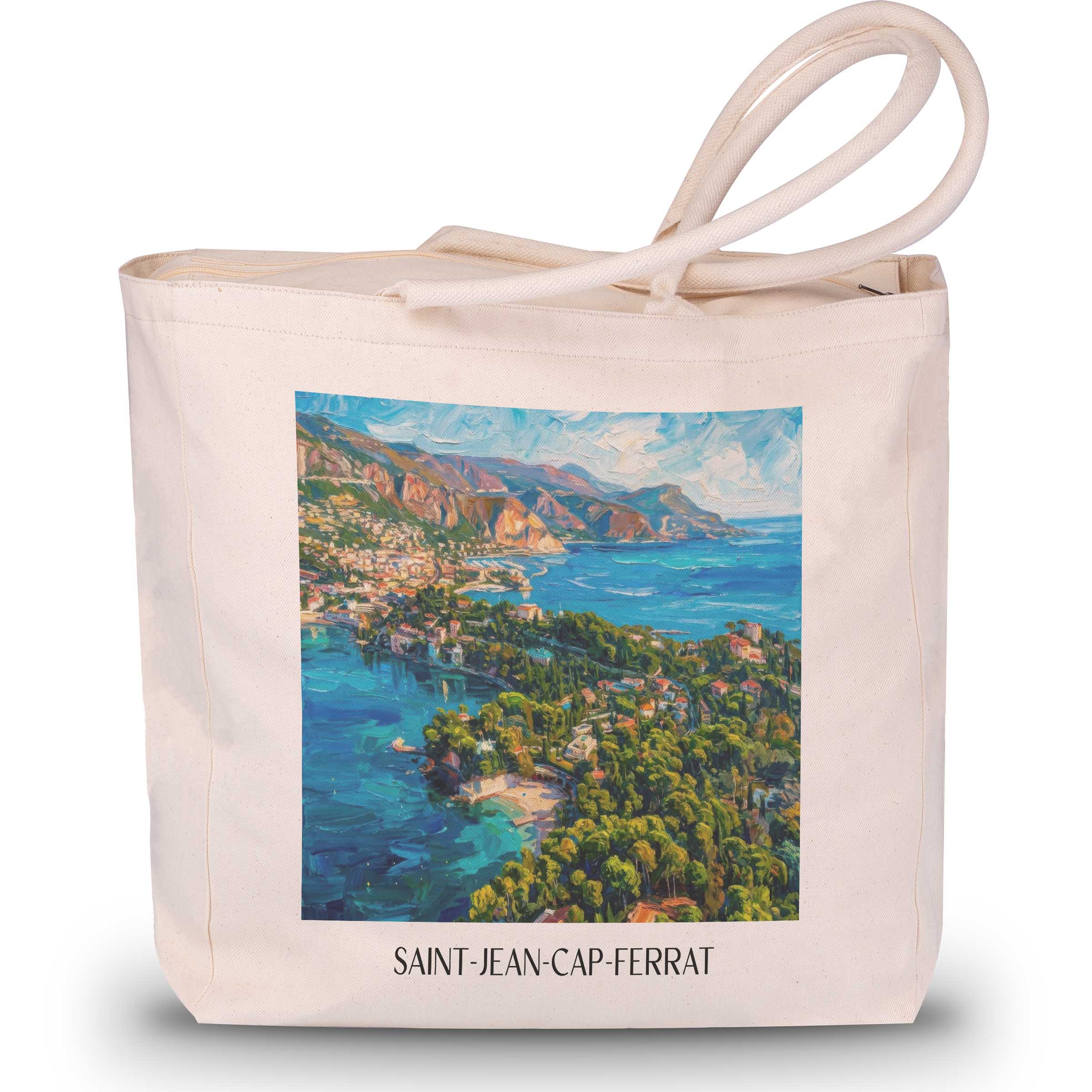 Saint-Jean-Cap-Ferrat Shopping Tasche - Côte d´Azur - Frankreich Tote Bag - Einkaufstasche im Ölgemälde Stil - favplace