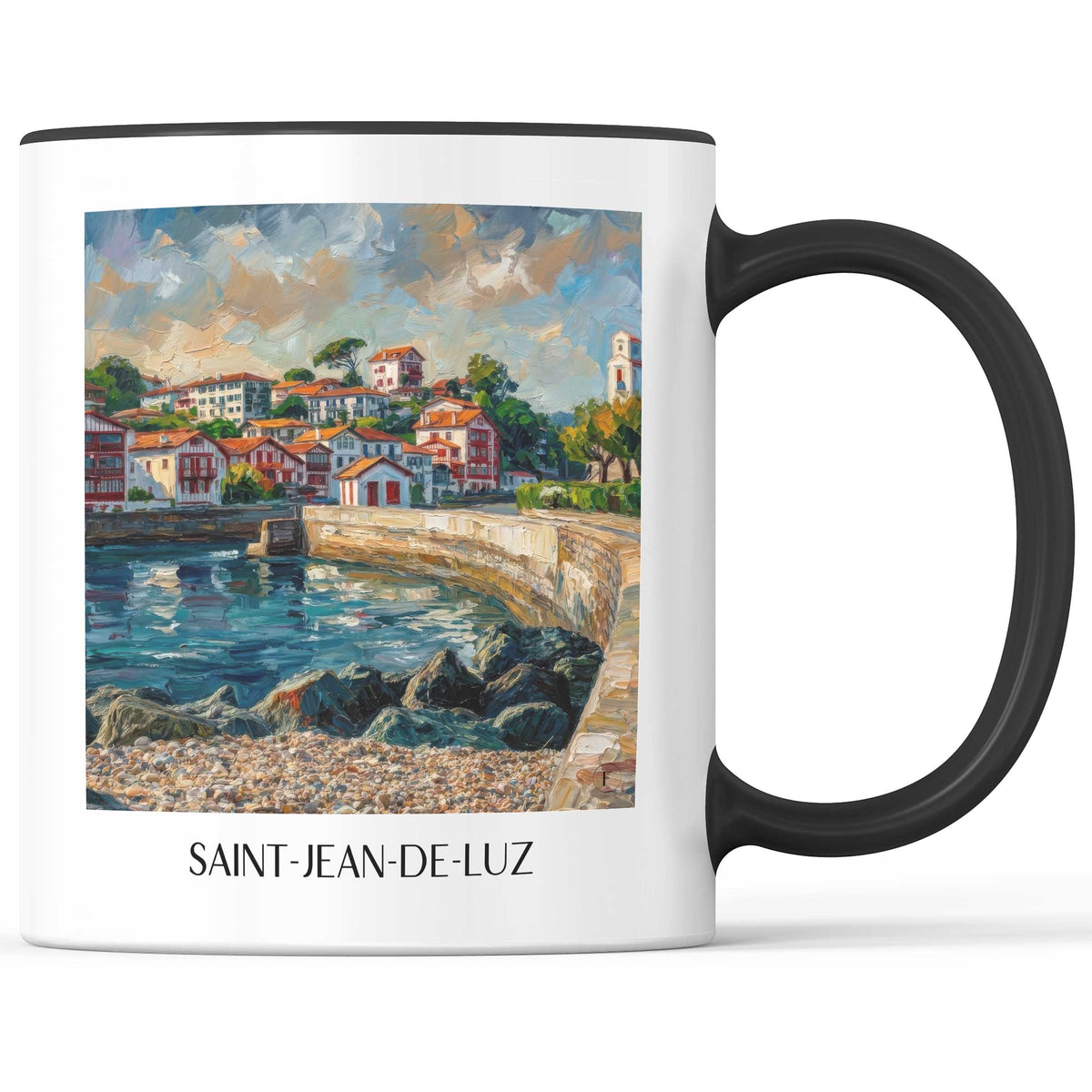 Saint-Jean-de-Luz Kaffeebecher - Pays Basque - Frankreich Becher - Kaffeetasse im Ölgemälde Stil - favplace