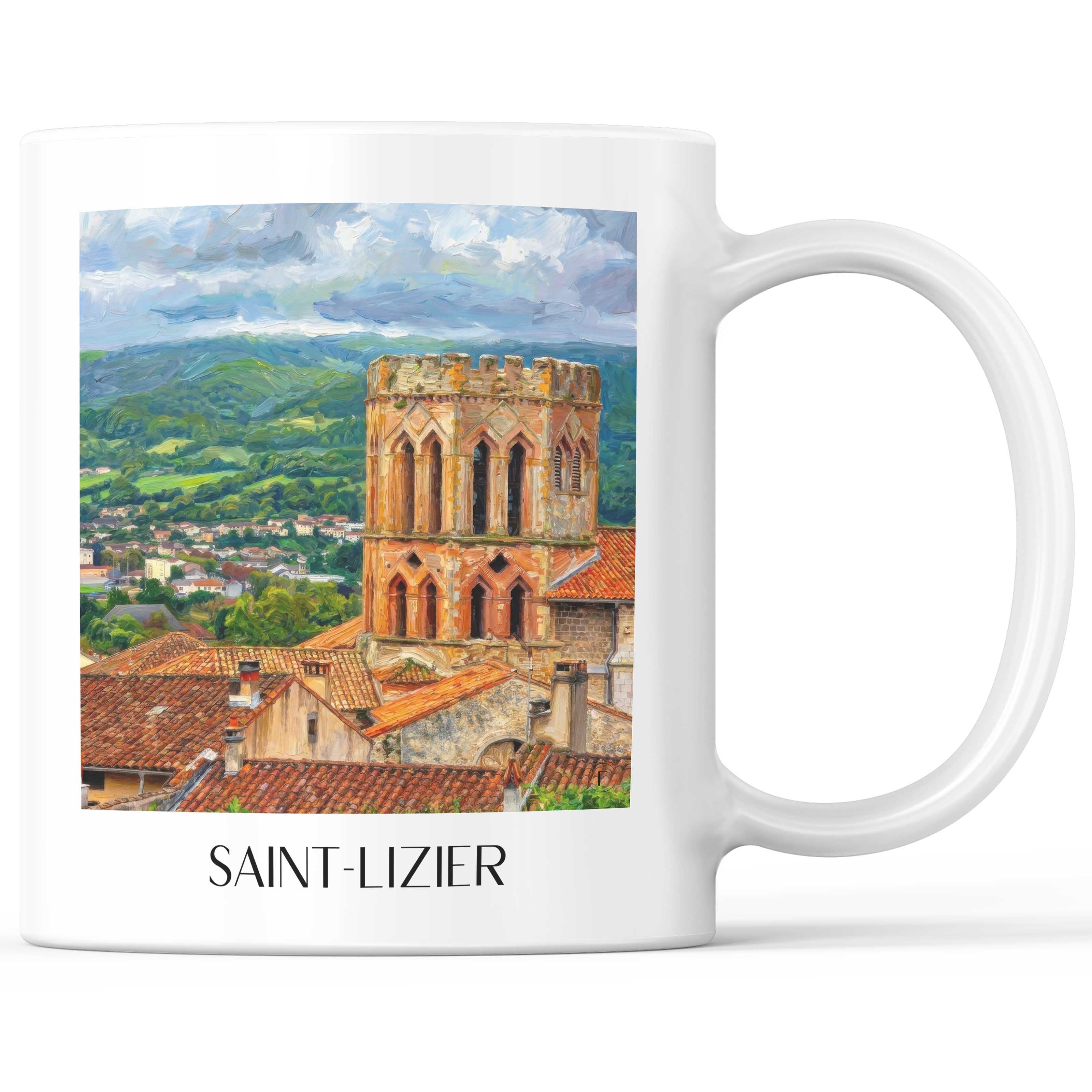 Saint-Lizier Kaffeebecher - Couserans - Frankreich Becher - Kaffeetasse im Ölgemälde Stil - favplace